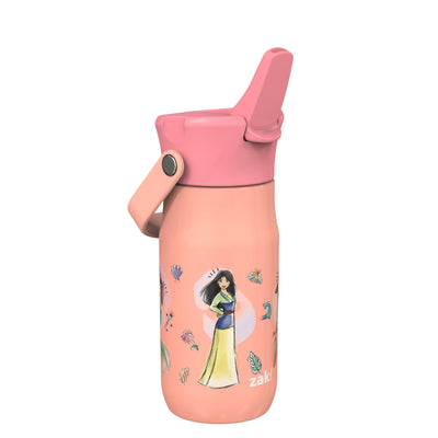 Disney Princess Harmony Recycled Stainless Steel Kids Water Bottle with Straw Spout, 14 ounces