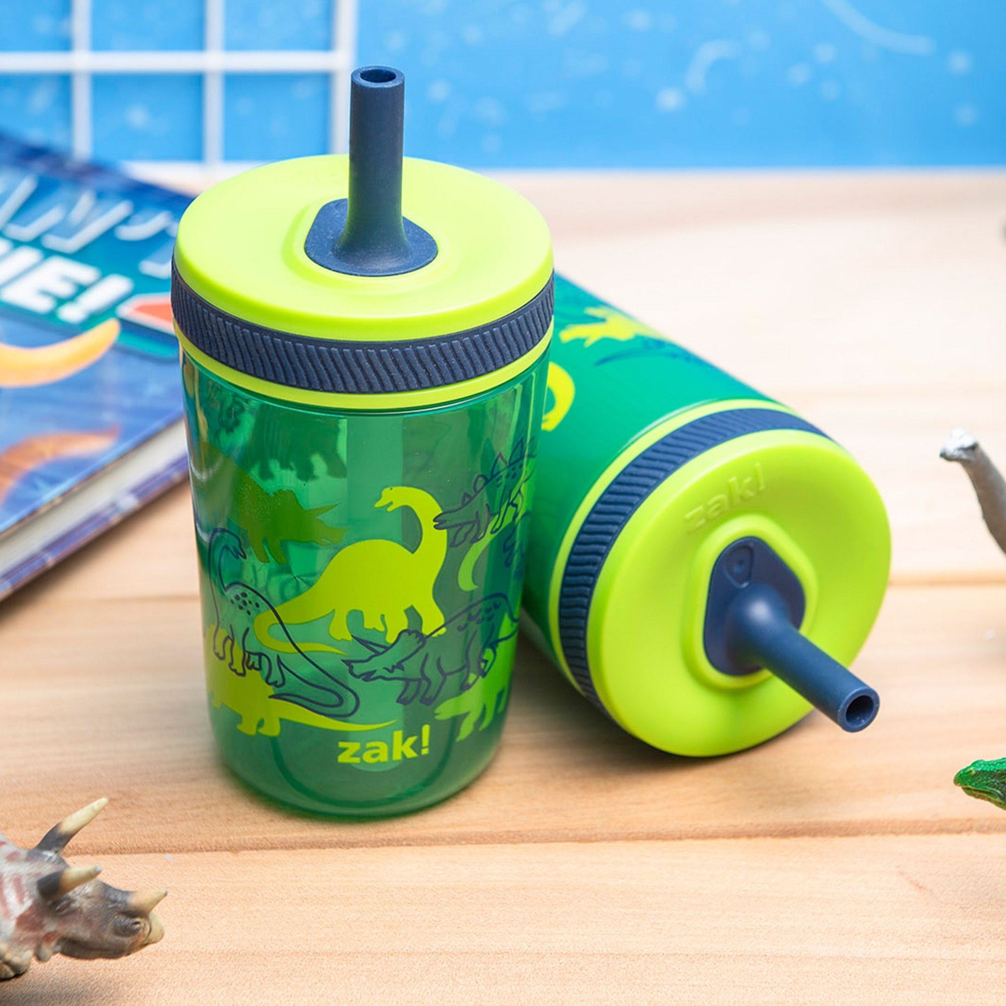 Dino Camo Kids Stainless Steel and Plastic Leak Proof Tumbler Set