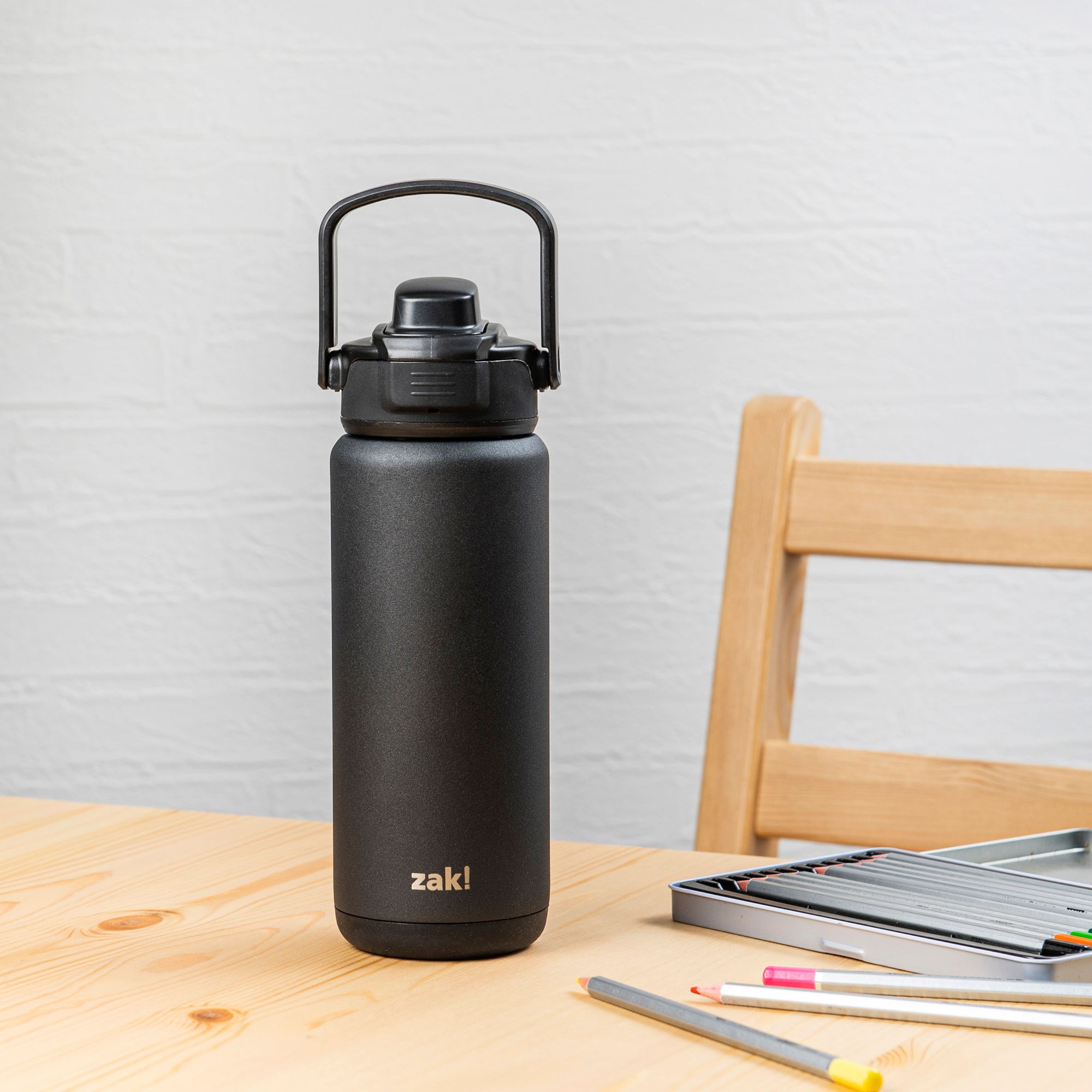 Beacon Stainless Steel Insulated Kids Water Bottle with Covered Spout - Ebony, 20 Ounces