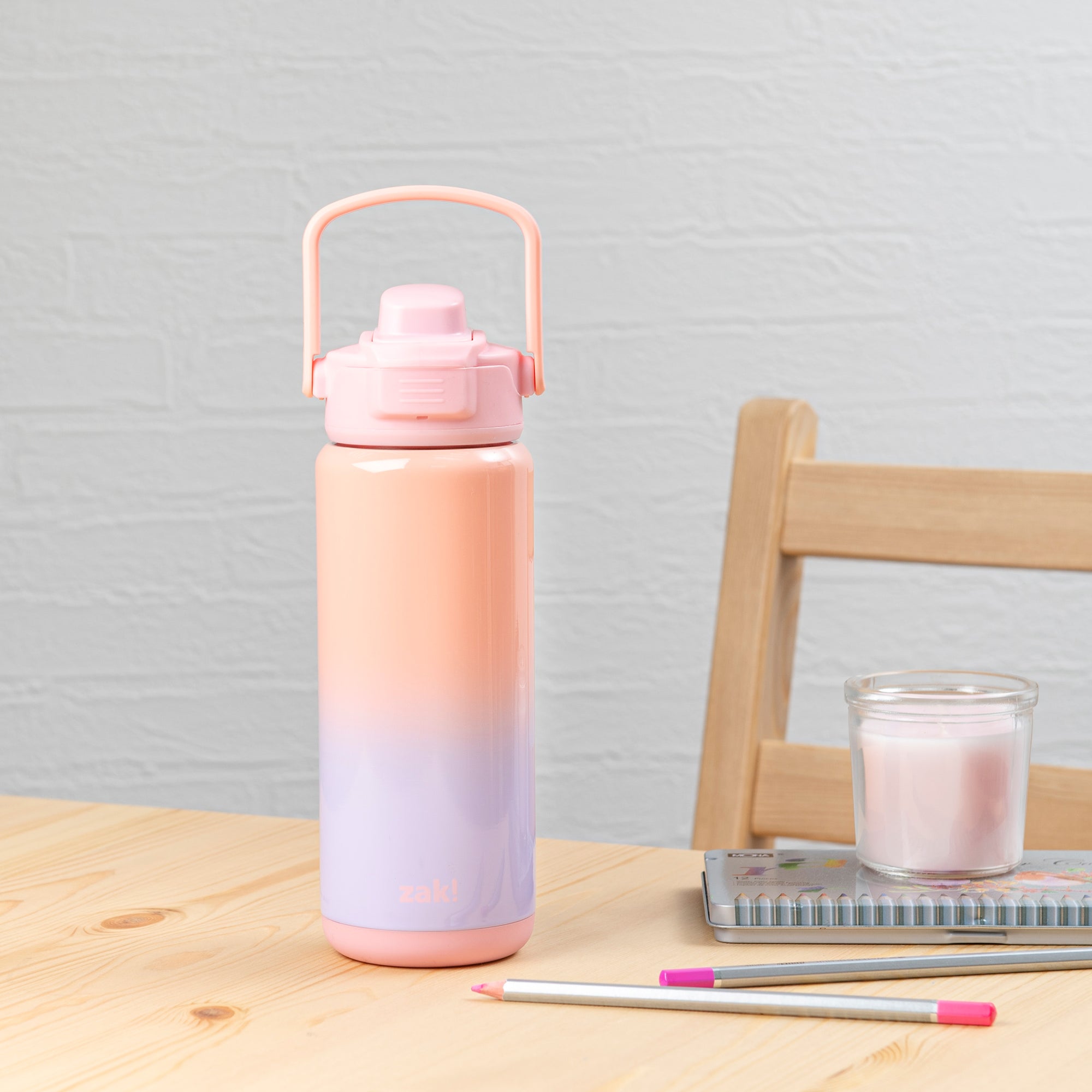 Beacon Stainless Steel Insulated Kids Water Bottle with Covered Spout - Ombre Lavendar, 20 Ounces