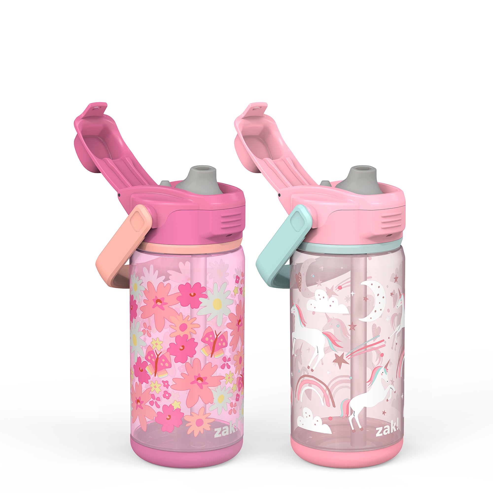 Beacon 2-Piece Kids Water Bottle Set with Covered Spout - Unicorn and Flower Power, 16 Ounces