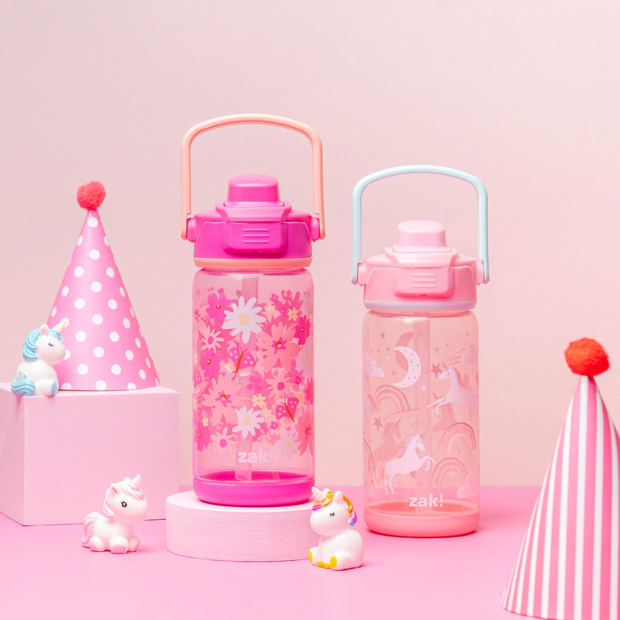 Beacon 2-Piece Kids Water Bottle Set with Covered Spout - Unicorn and Flower Power, 16 Ounces