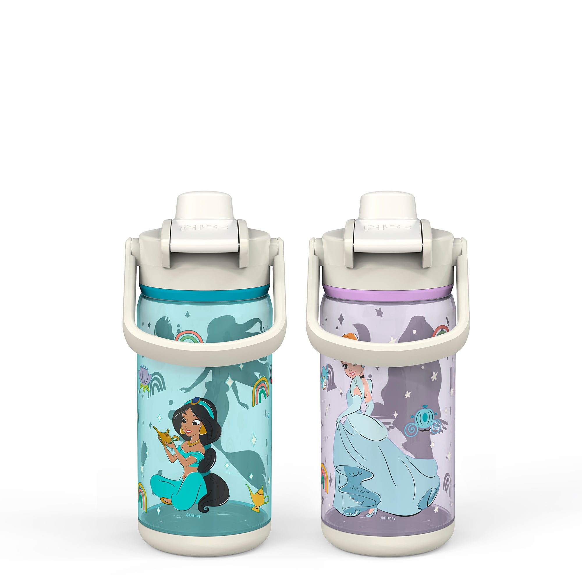 Disney Princess Beacon 2-Piece Kids Water Bottle Set with Covered Spout, 16 Ounces
