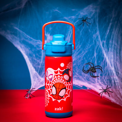 Marvel Spider-Man Spidey Beacon Stainless Steel Insulated Kids Water Bottle with Covered Spout, 14 Ounces