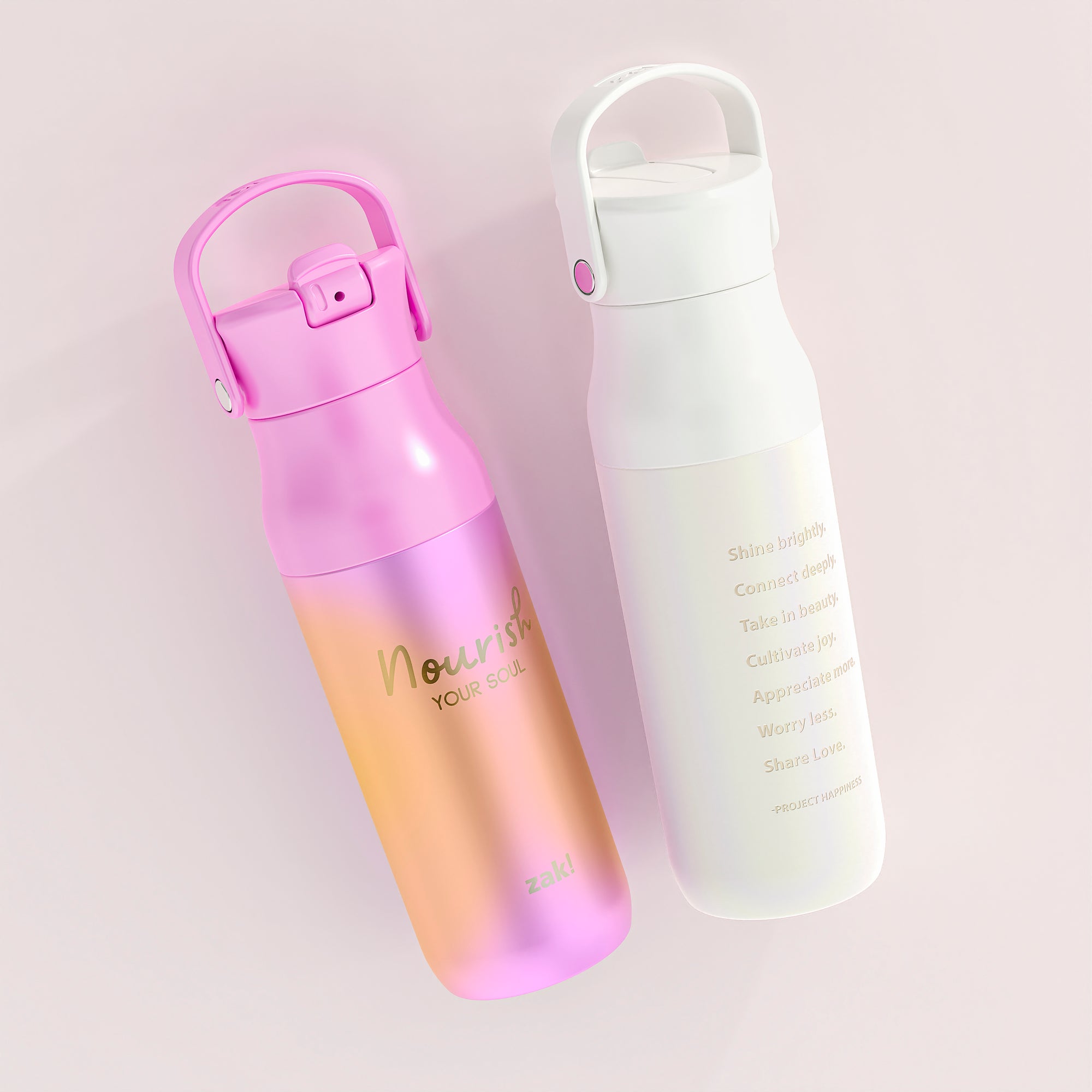 Harmony Stainless Steel Insulated Water Bottle with Flip-Up Straw Spout - Shine Brightly, 32 ounces