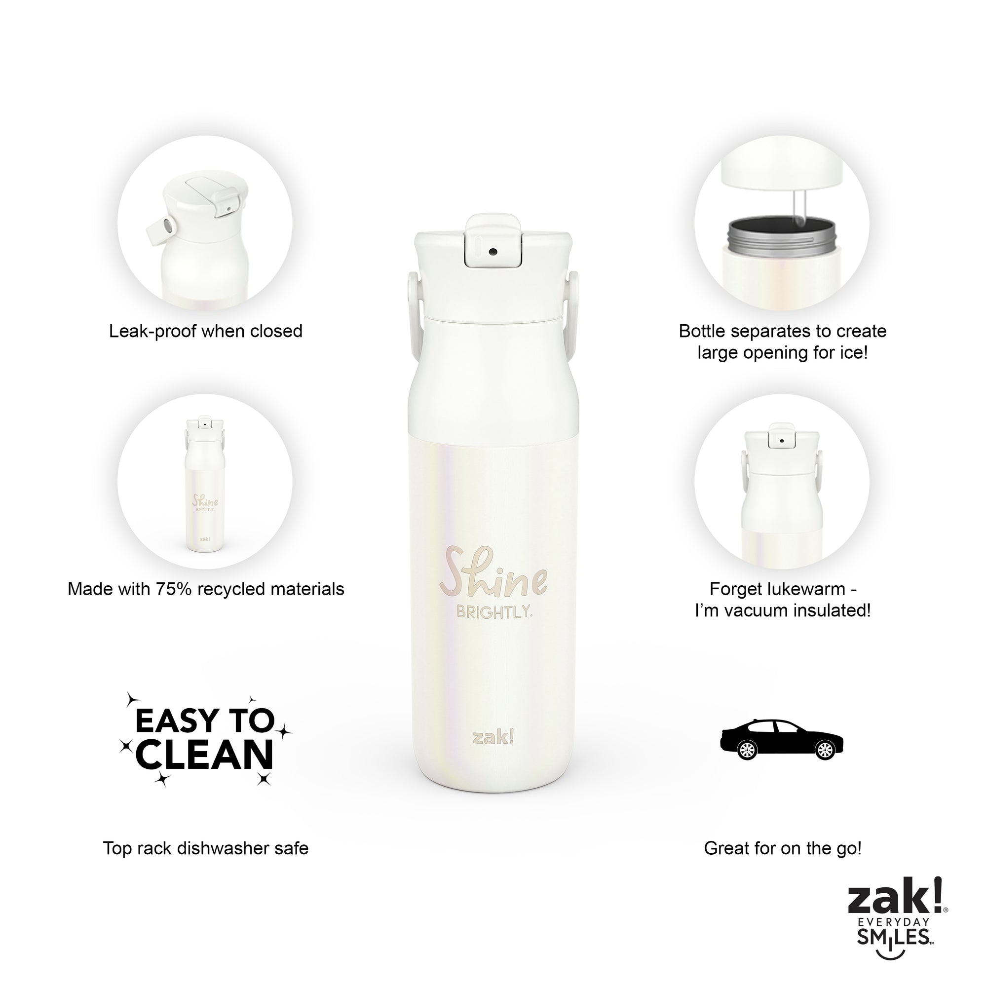 Harmony Stainless Steel Insulated Water Bottle with Flip-Up Straw Spout - Shine Brightly, 32 ounces