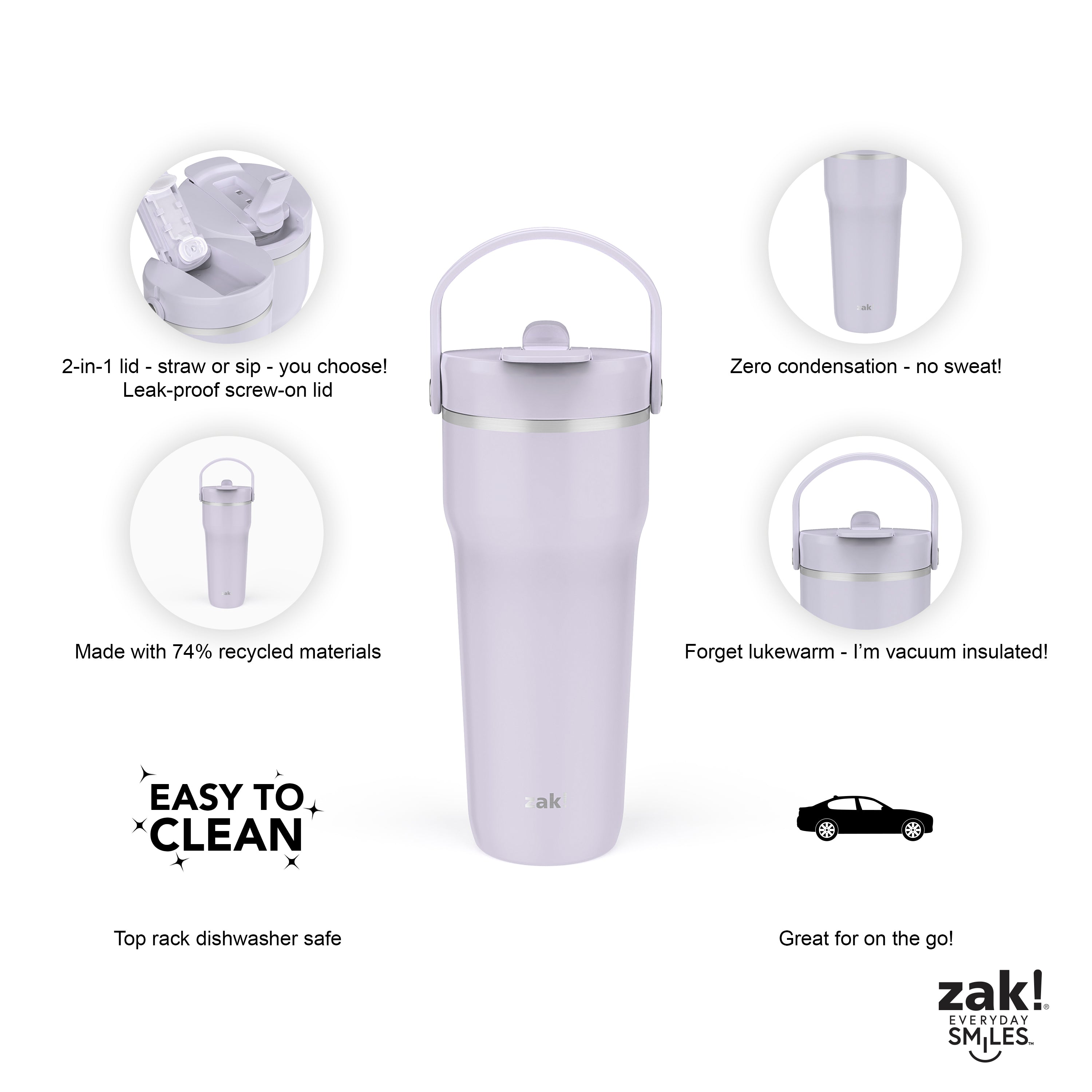 Harmony Recycled Stainless Steel Insulated Hot &amp; Cold Tumbler - Smoky Lilac, 30 ounces