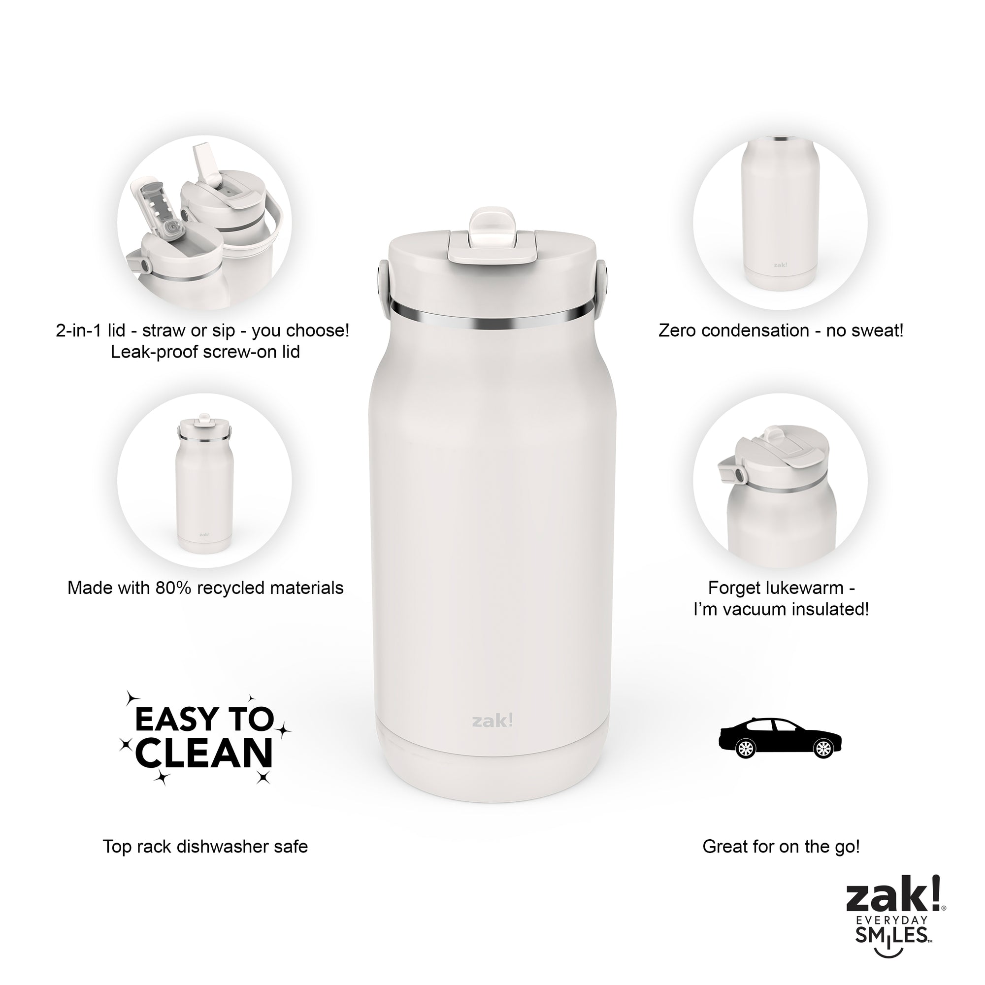 Harmony Recycled Stainless Steel Insulated Hot &amp; Cold Tumbler - Cream, 64 ounces