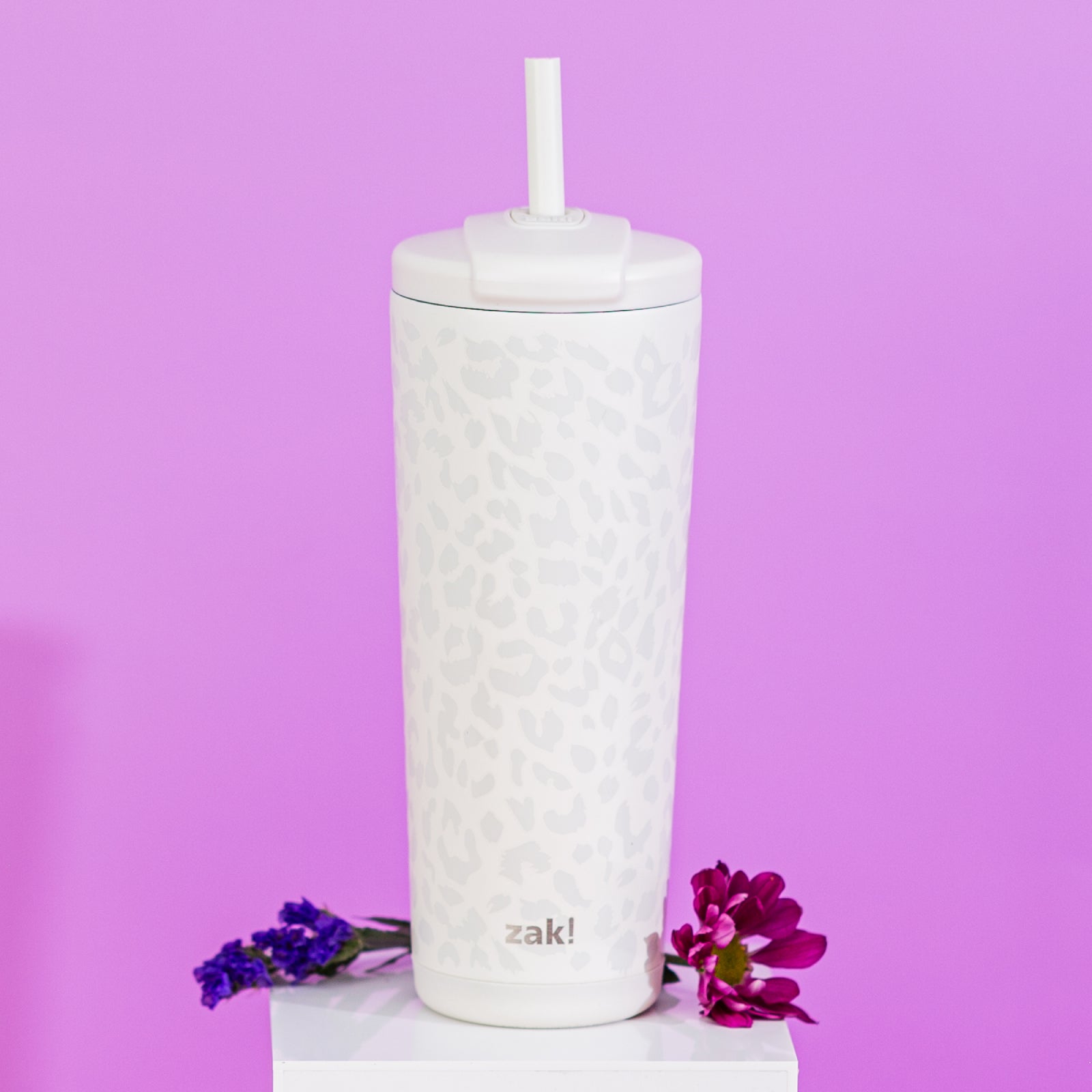 Beacon Insulated Cold Beverage Straw Tumbler - Cream Leopard, 24 ounces