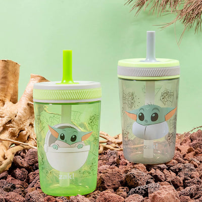 Star Wars Grogu Baby Yoda Kelso Kids Leak Proof Tumbler with Lid and Straw - 15 Ounces