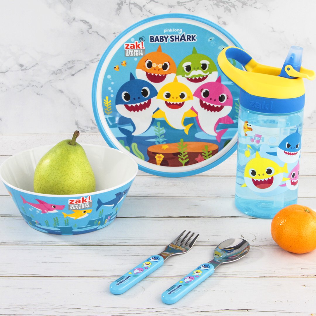 Baby Shark Melamine Kids Dinnerware Set with Water Bottle