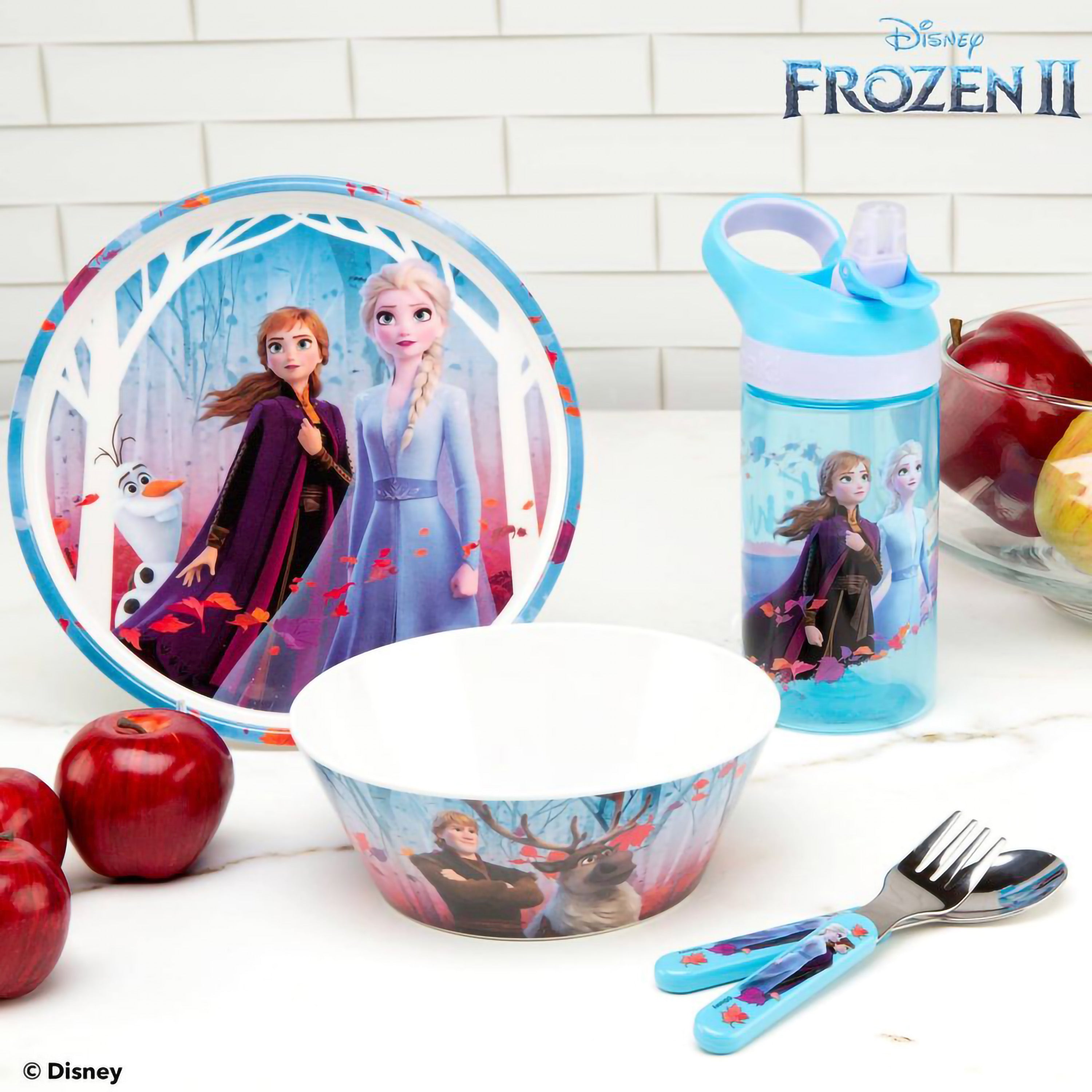 Disney Frozen Melamine Kids Dinnerware Set with Water Bottle