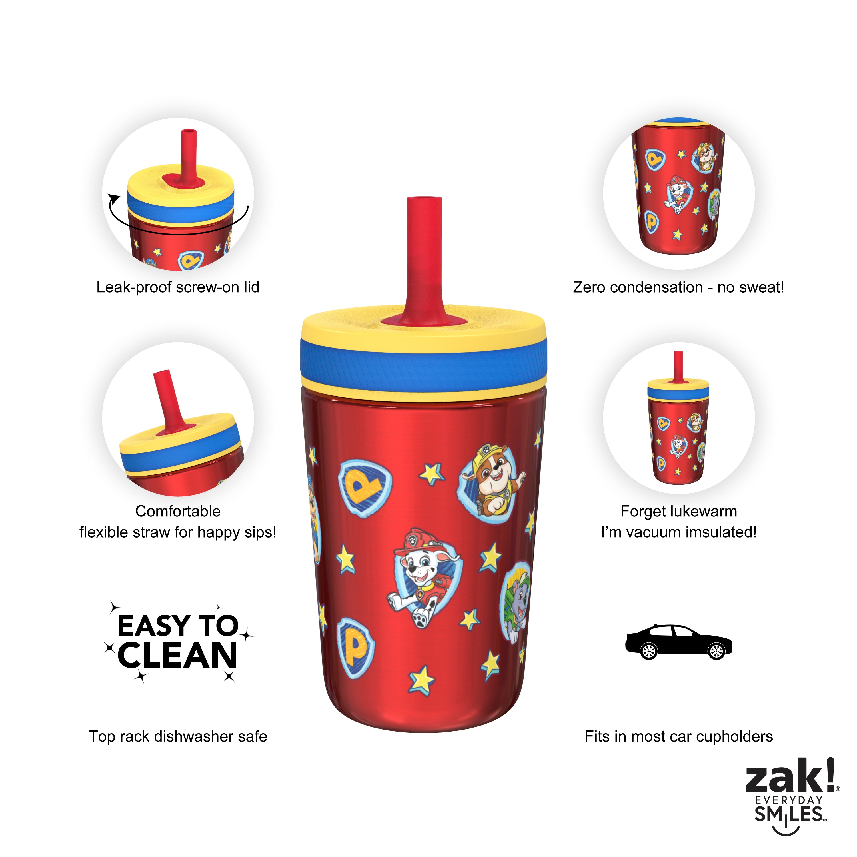 Zak Designs PAW Patrol Kelso Tumbler Set, Leak-Proof Screw-On Lid with  Straw, Bundle for Kids Includ…See more Zak Designs PAW Patrol Kelso Tumbler