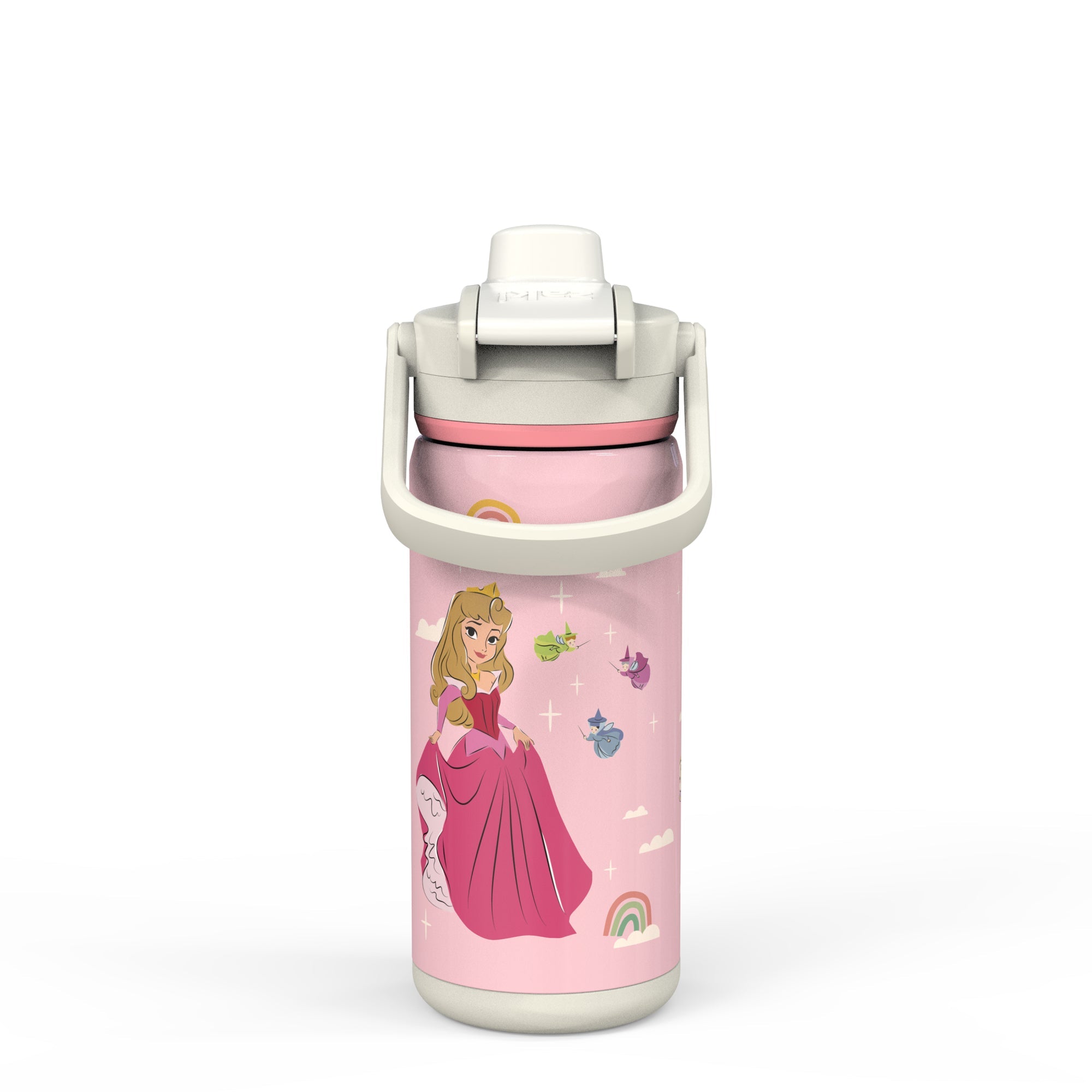 Disney Princess Beacon Stainless Steel Insulated Kids Water Bottle with Covered Spout, 14 Ounces