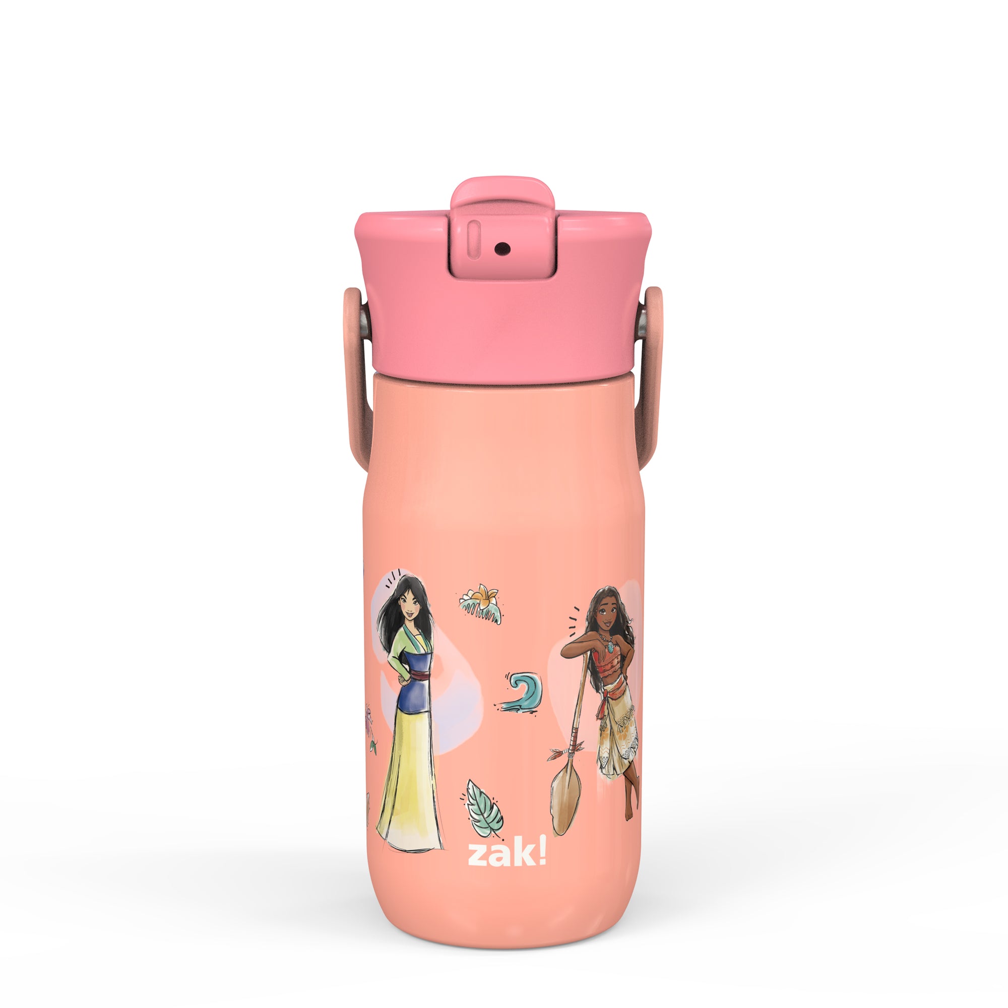 Disney Princess Harmony Recycled Stainless Steel Kids Water Bottle with Straw Spout, 14 ounces