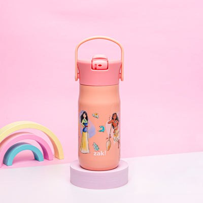 Disney Princess Harmony Recycled Stainless Steel Kids Water Bottle with Straw Spout, 14 ounces