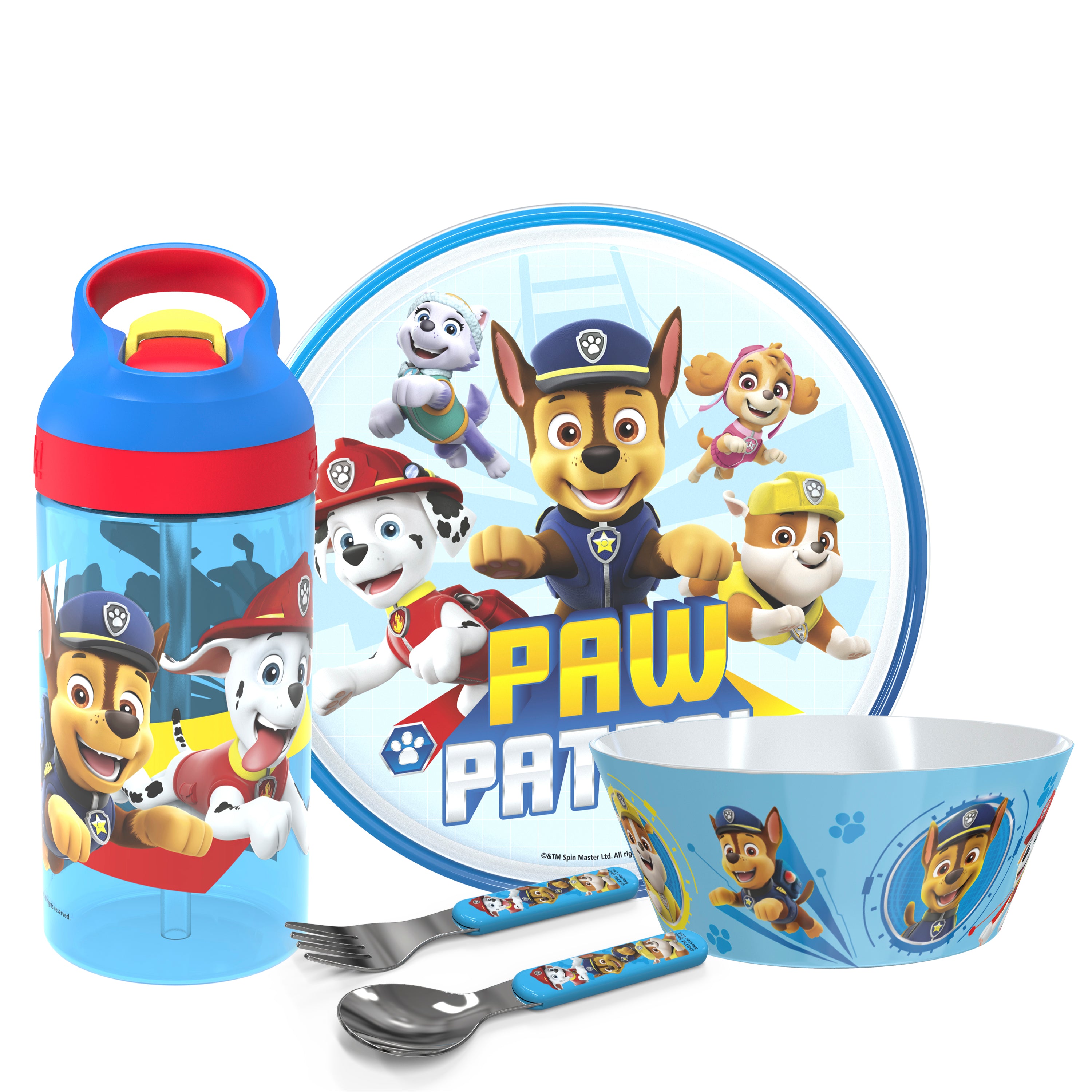 PAW Patrol Chase Melamine Kids Dinnerware Set with Water Bottle