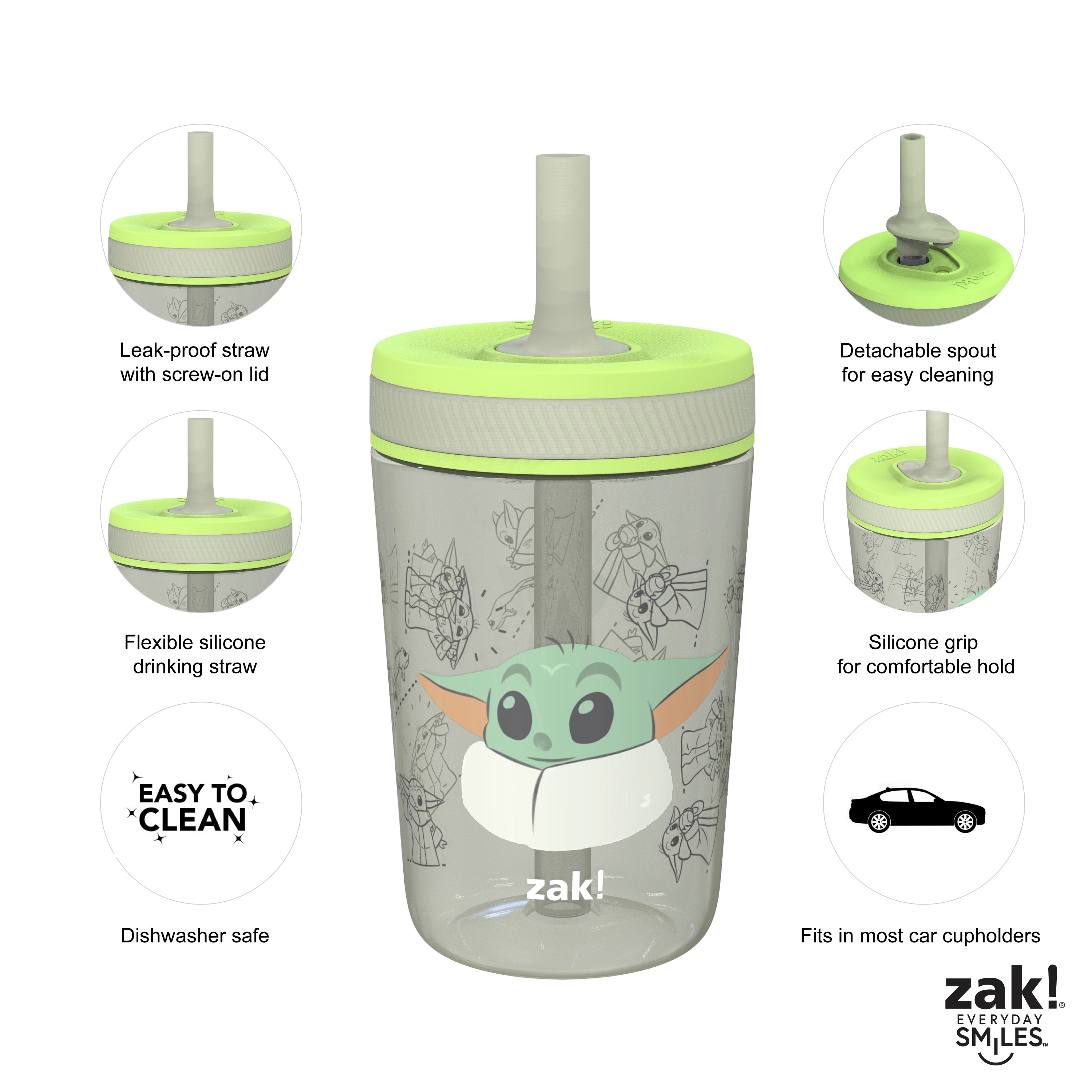 Unicorn and Happy Skies Kelso Kids Leak Proof Tumbler with Lid and Straw - 15 Ounces