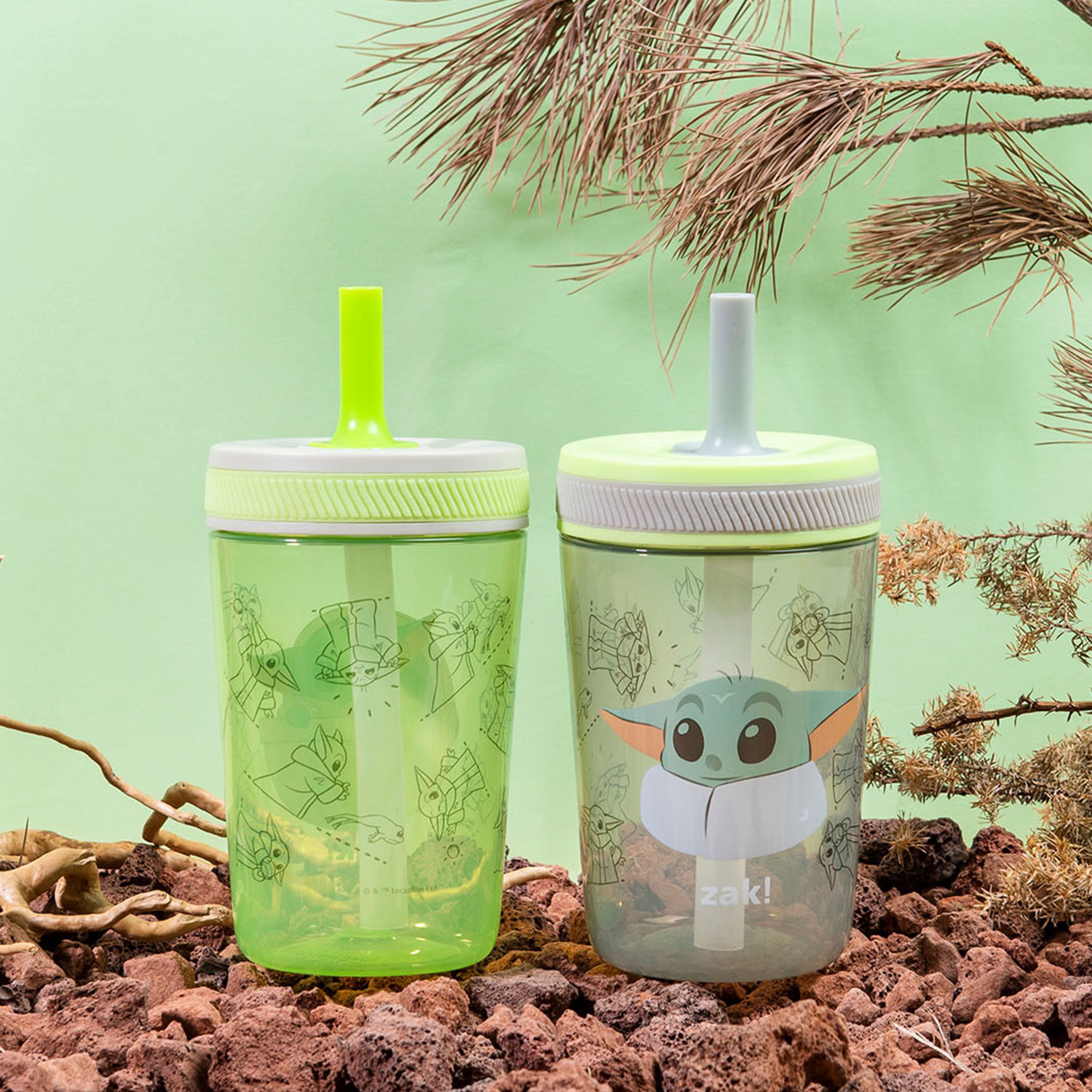 Star Wars Grogu Baby Yoda Kelso Kids Leak Proof Tumbler with Lid and Straw - 15 Ounces