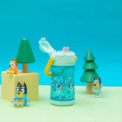 Kids Water Bottle with Lid Lock and Soft Spout - Bluey, 12 ounces