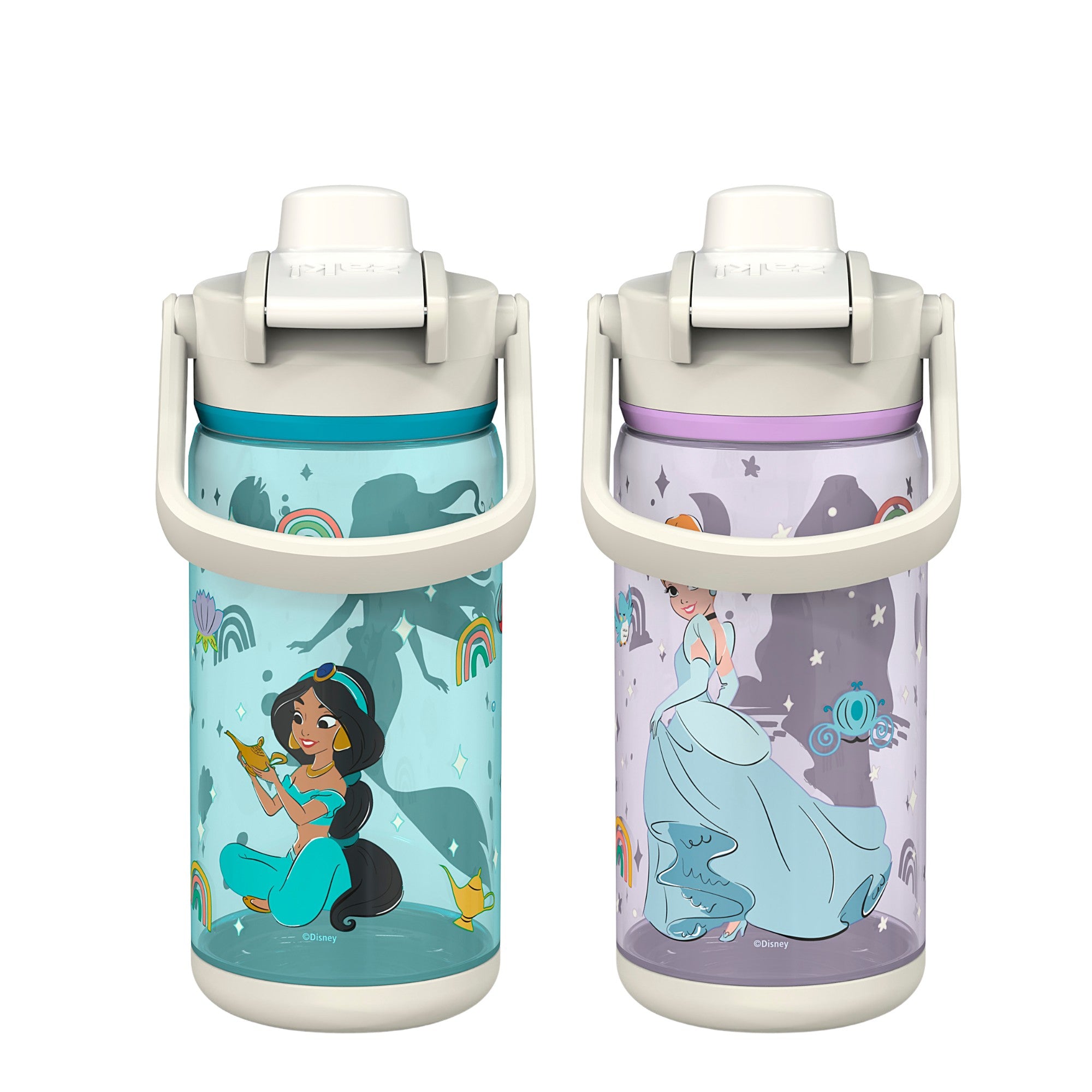 Disney Princess Beacon 2-Piece Kids Water Bottle Set with Covered Spout, 16 Ounces