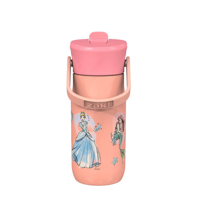 Disney Princess Harmony Recycled Stainless Steel Kids Water Bottle with Straw Spout, 14 ounces