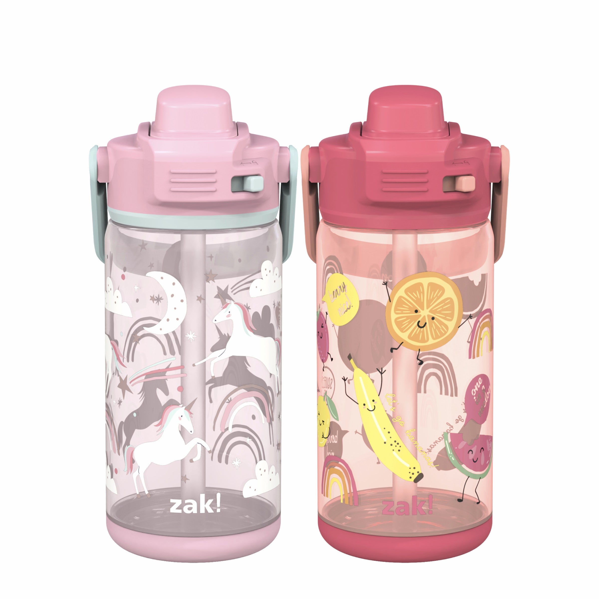 Beacon 2-Piece Kids Water Bottle Set with Lid Lock - Fruit and Unicorn, 16 Ounces