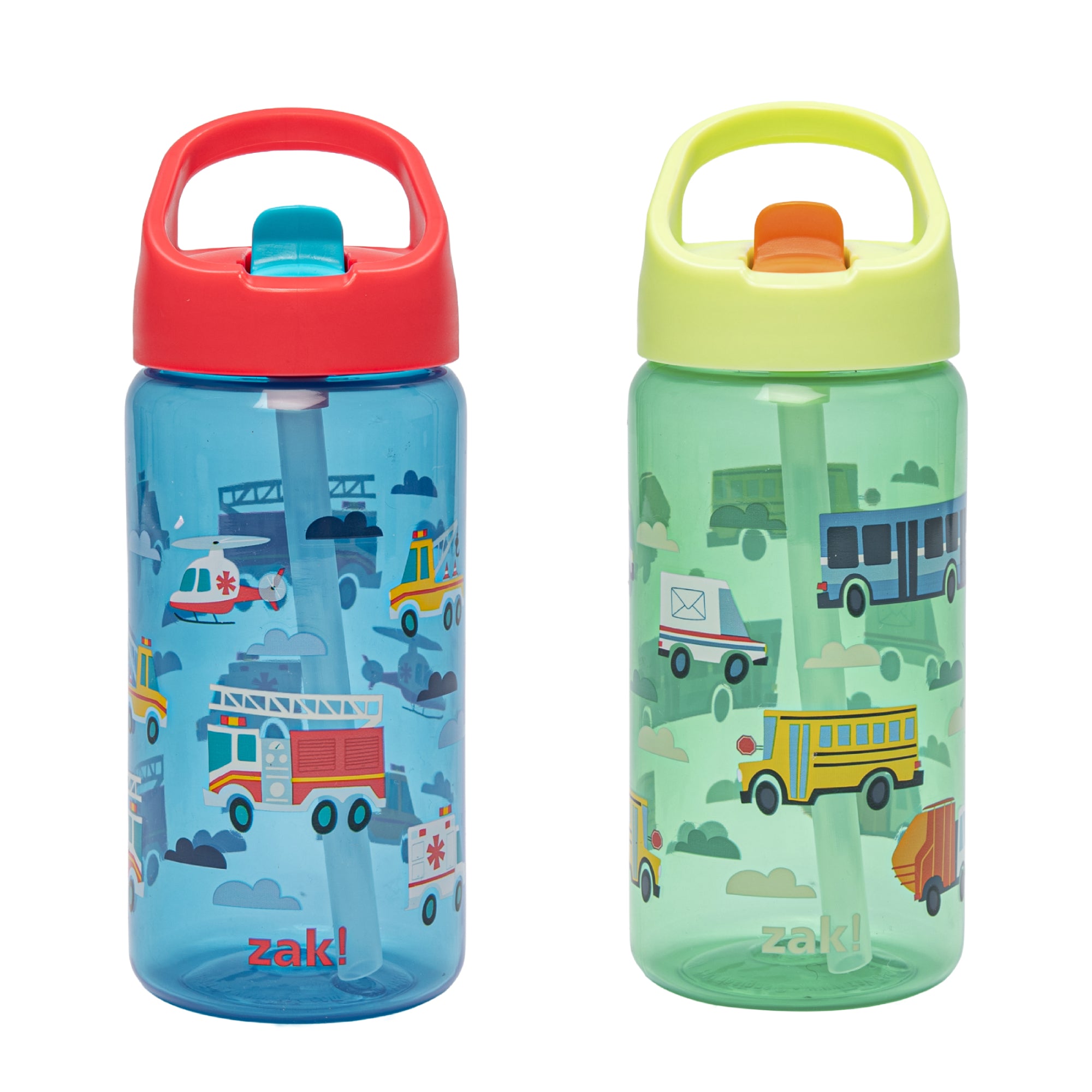Kids Main Street Rescue Cars Siply Water Bottles with Leak-Proof Flip-Up Spout