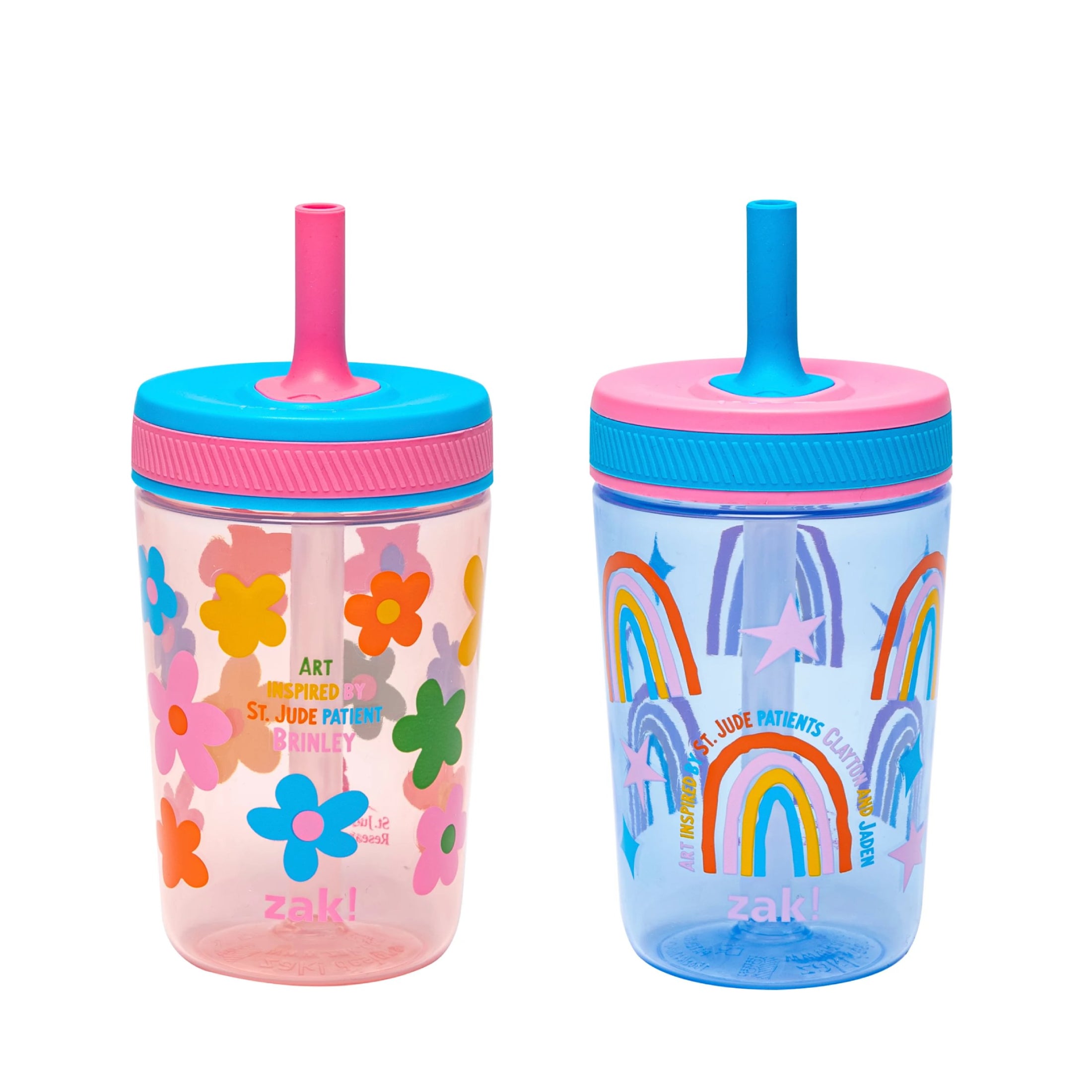 Flowers and Rainbows Kelso Kids Leak Proof Tumbler with Lid and Straw - 15 Ounces