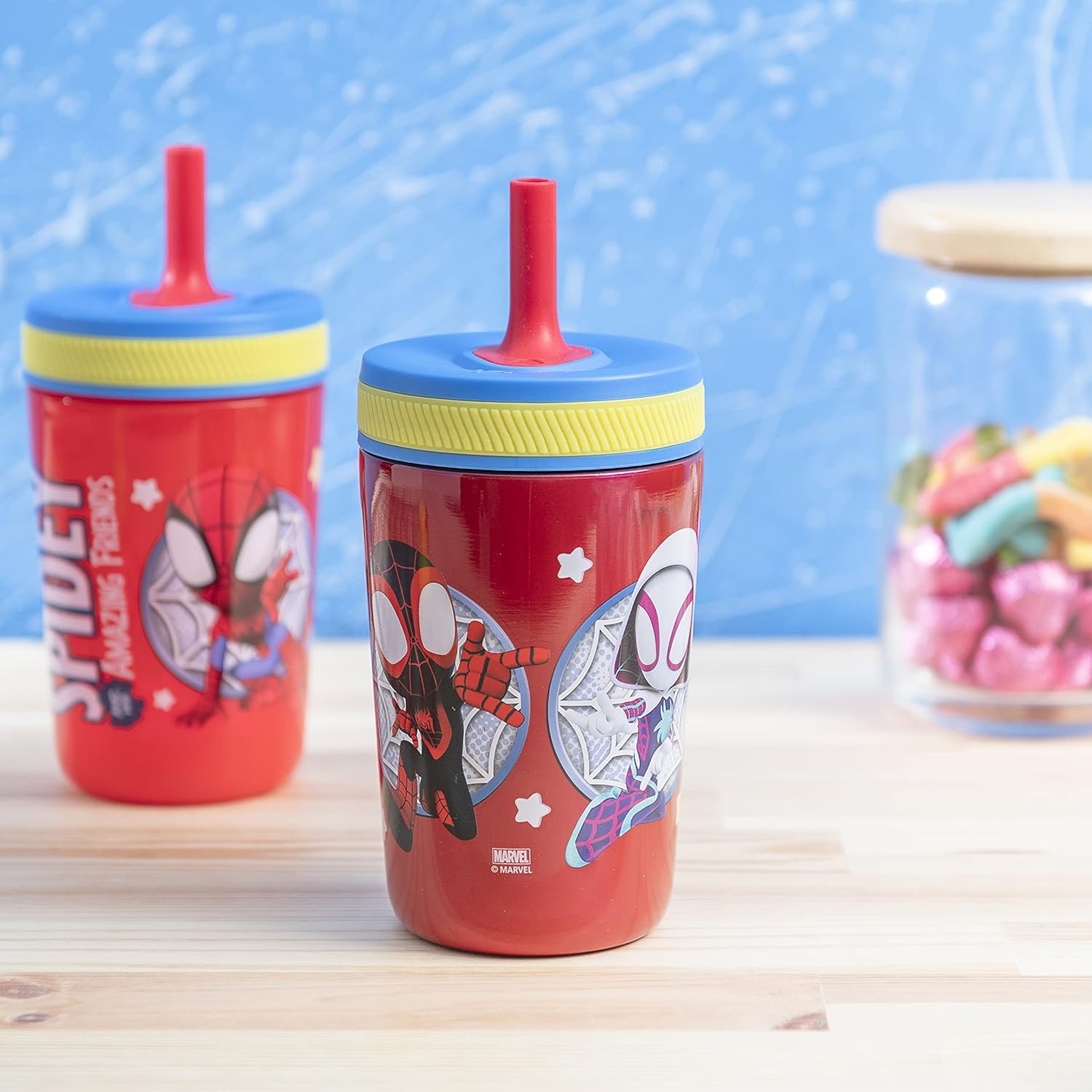 Spidey Kids Stainless Steel and Plastic Leak Proof Tumbler Set
