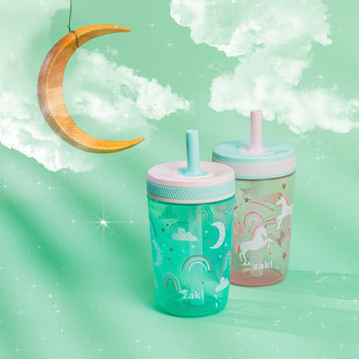 Unicorn and Happy Skies Kelso Kids Leak Proof Tumbler with Lid and Straw - 15 Ounces