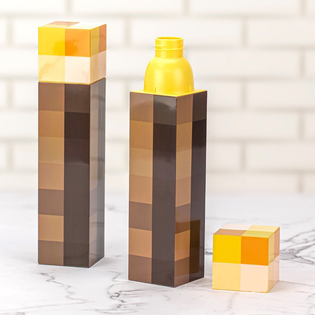 Torch Minecraft Square Water Bottle with Screw On Lid - 22 ounce
