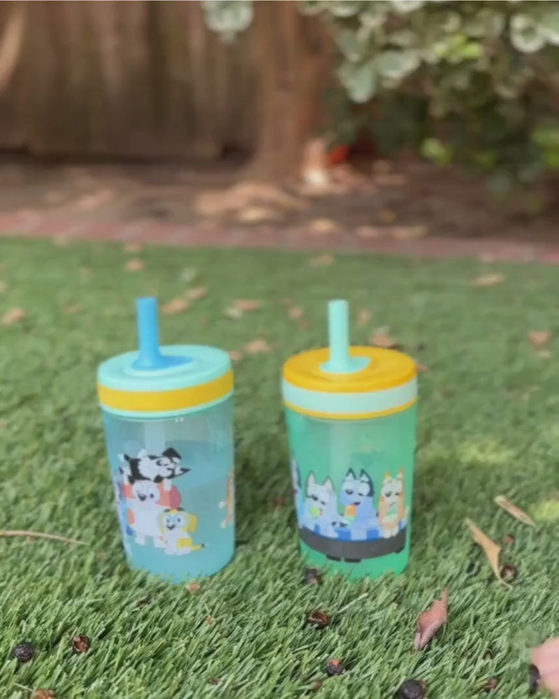 Child drinking from their Kelso Bluey tumbler set