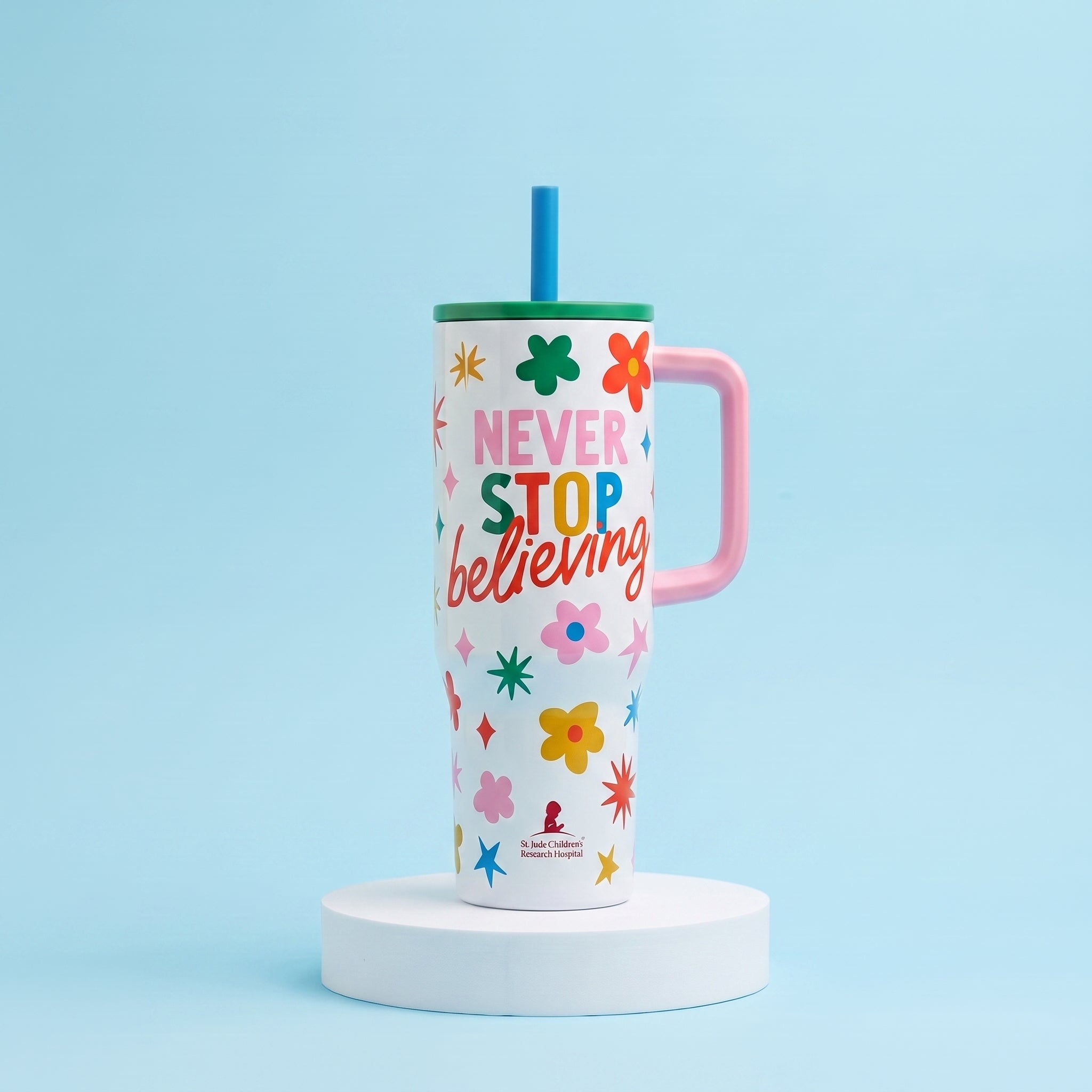 Never Stop Believing Insulated Soft Straw Tumbler - 30 ounces