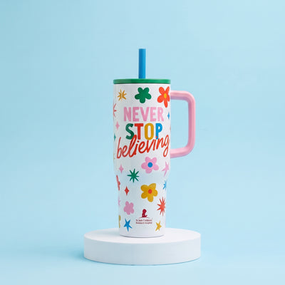 Never Stop Believing Insulated Soft Straw Tumbler - 30 ounces