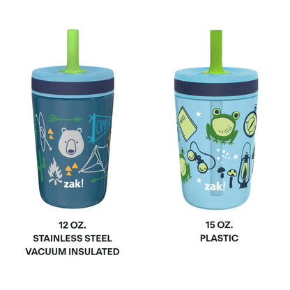 Campout Kids Stainless Steel and Plastic Leak Proof Tumbler Set