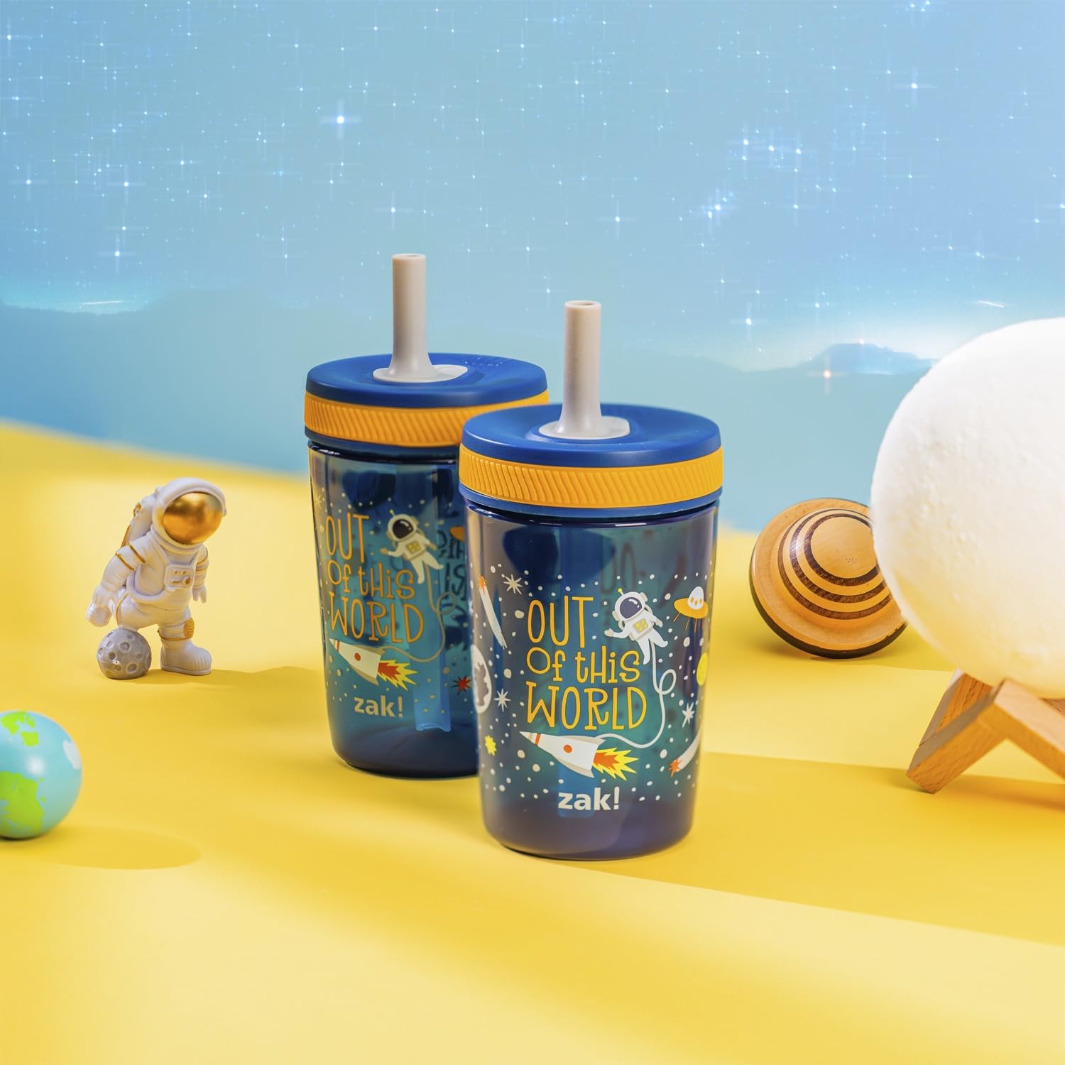 Outer Space Kelso Kids Leak Proof Tumbler with Lid and Straw