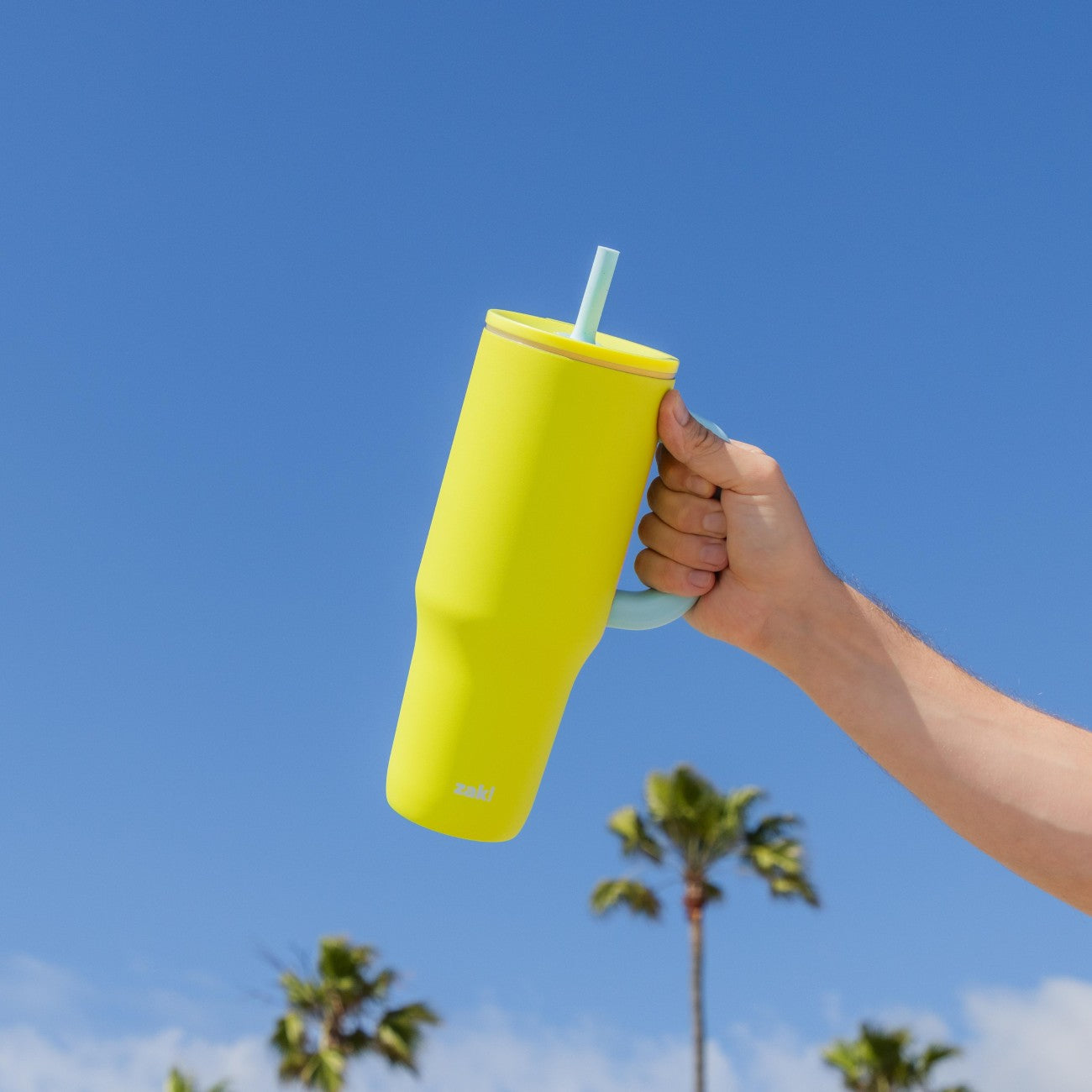 Zak Sutton Yellow Straw Tumbler - Insulated for Cold Drinks
