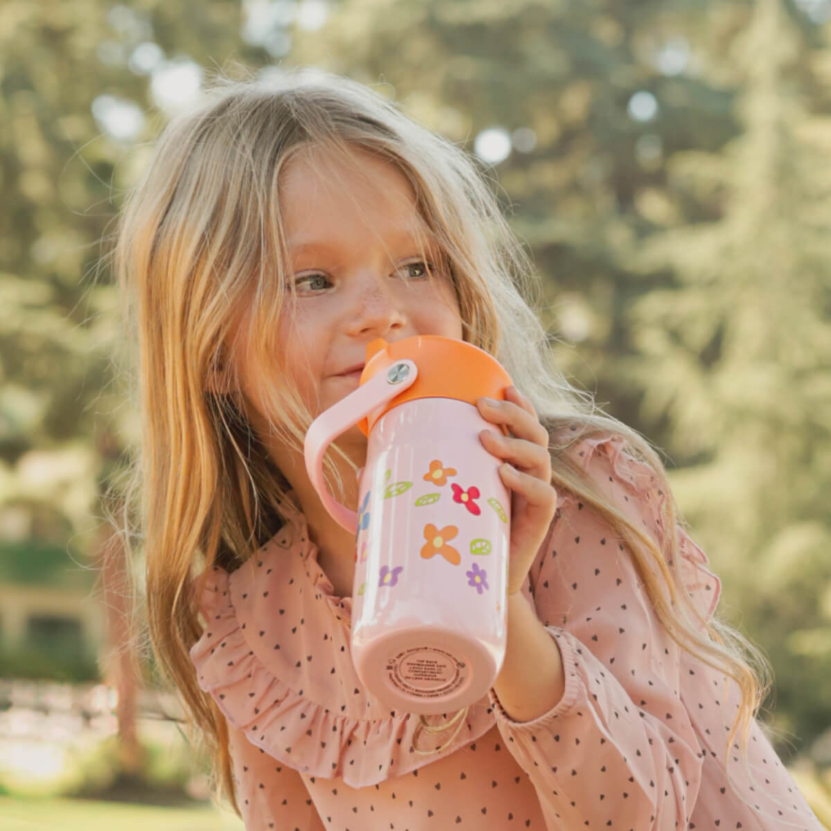 Zak Kids Floral Water Bottle with Flip Up Spout