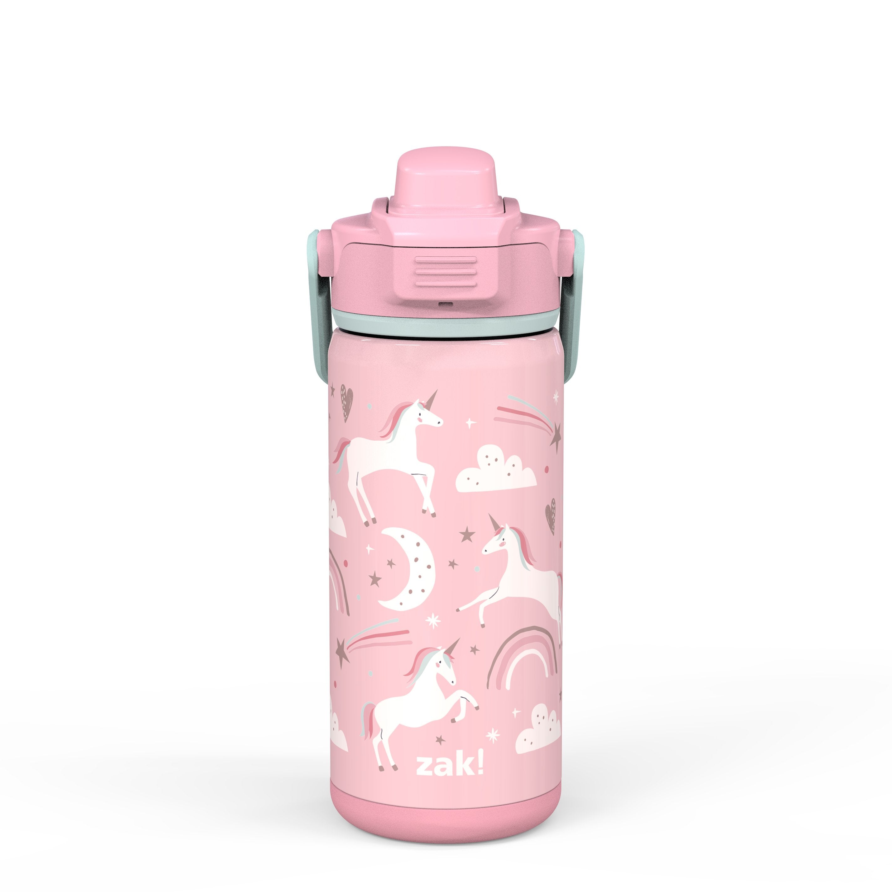 Zak Designs Unicorn 14 oz Double Wall Vacuum Insulated Thermal Kids Water  Bottle, 18/8 Stainless Steel, Flip-Up Straw Spout, Locking Spout Cover,  Durable Cup for Sports or Travel 