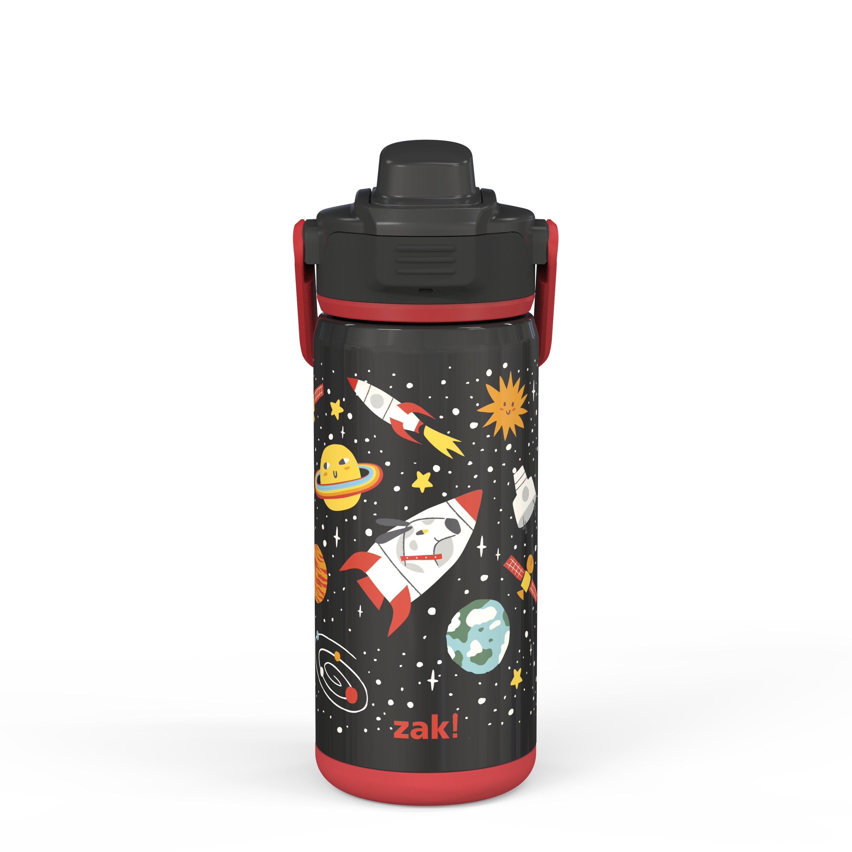 Zak Designs 14oz Stainless Steel Kids' Water Bottle with Antimicrobial Spout 'Spaceships