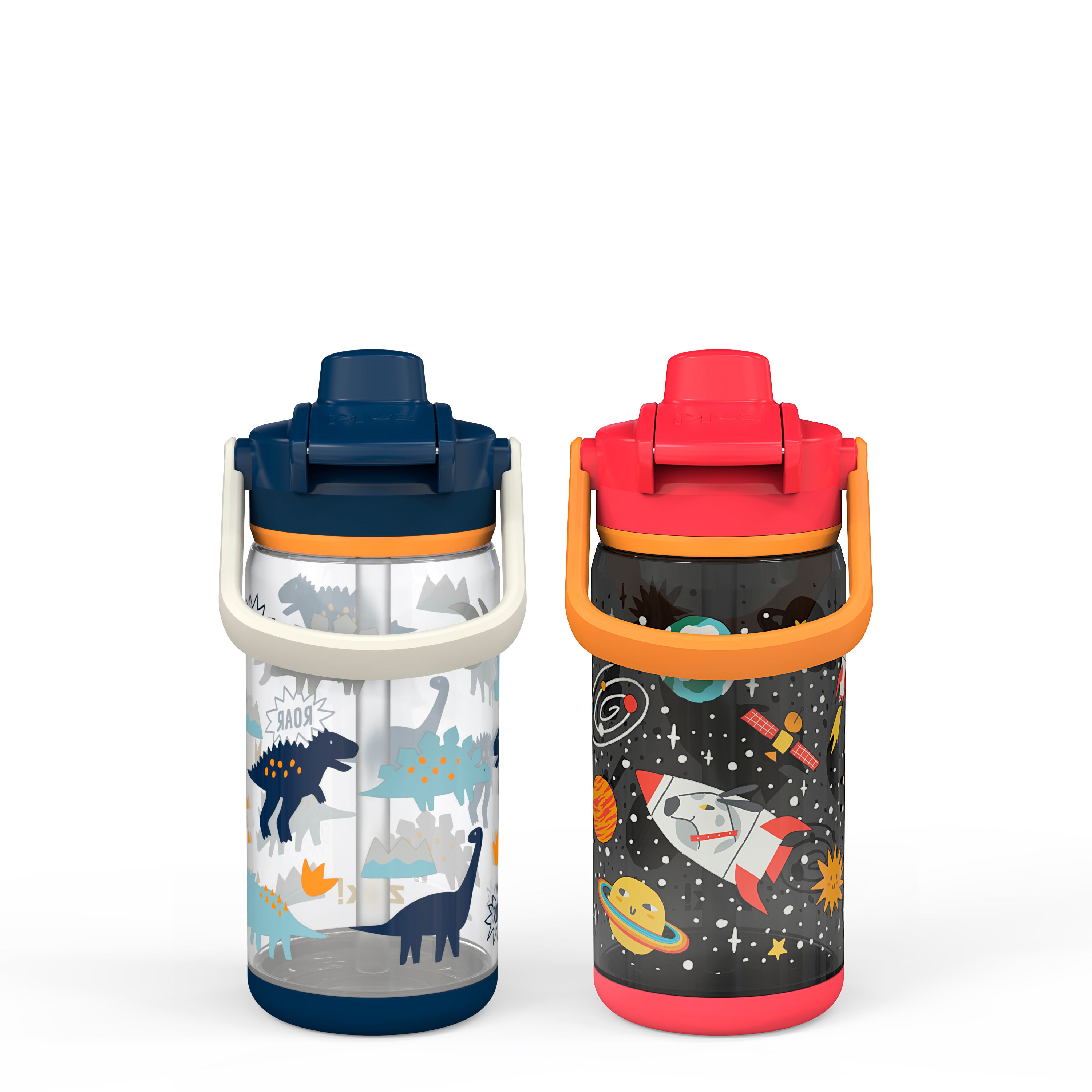 Beacon 2-Piece Kids Water Bottle Set with Covered Spout - Spaceships and Zaksaurus, 16 Ounces