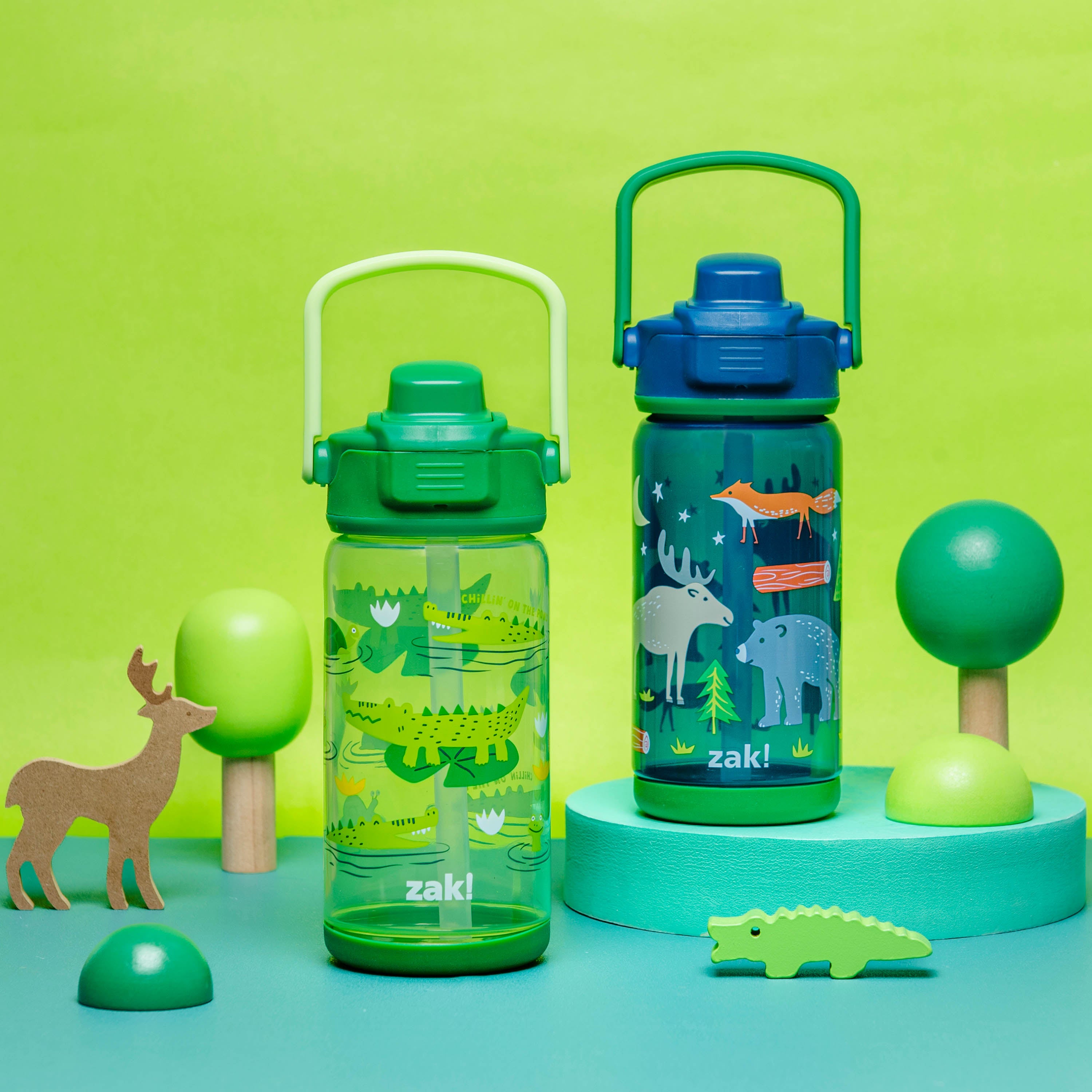 Zak Designs 2pc 16 oz CoComelon Kids Water Bottle Plastic with Easy-Open  Locking Spout Cover for Travel, CoComelon 