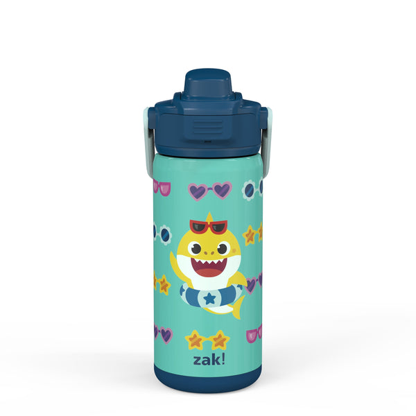 Custom Baby Shark With Mustache Stainless Steel Water Bottle By