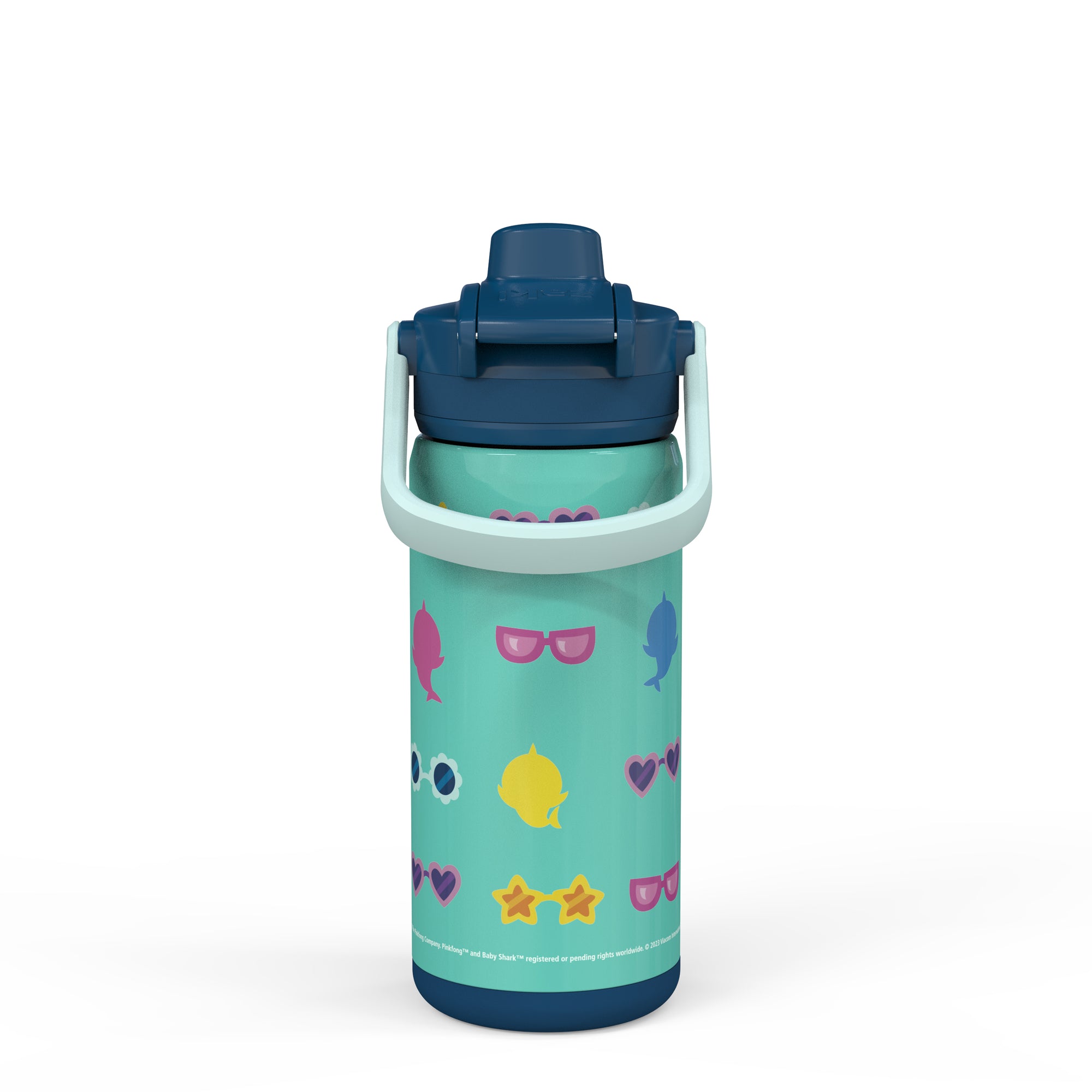 Baby Shark Beacon Stainless Steel Insulated Kids Water Bottle with Covered Spout, 14 Ounces