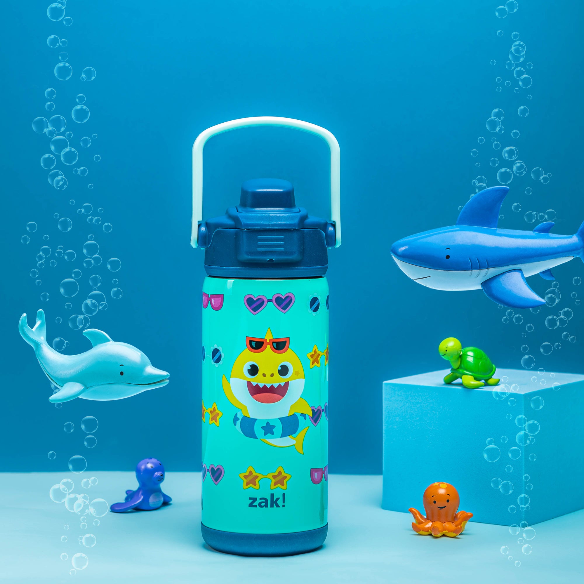 Baby Shark Beacon Stainless Steel Insulated Kids Water Bottle with Covered Spout, 14 Ounces