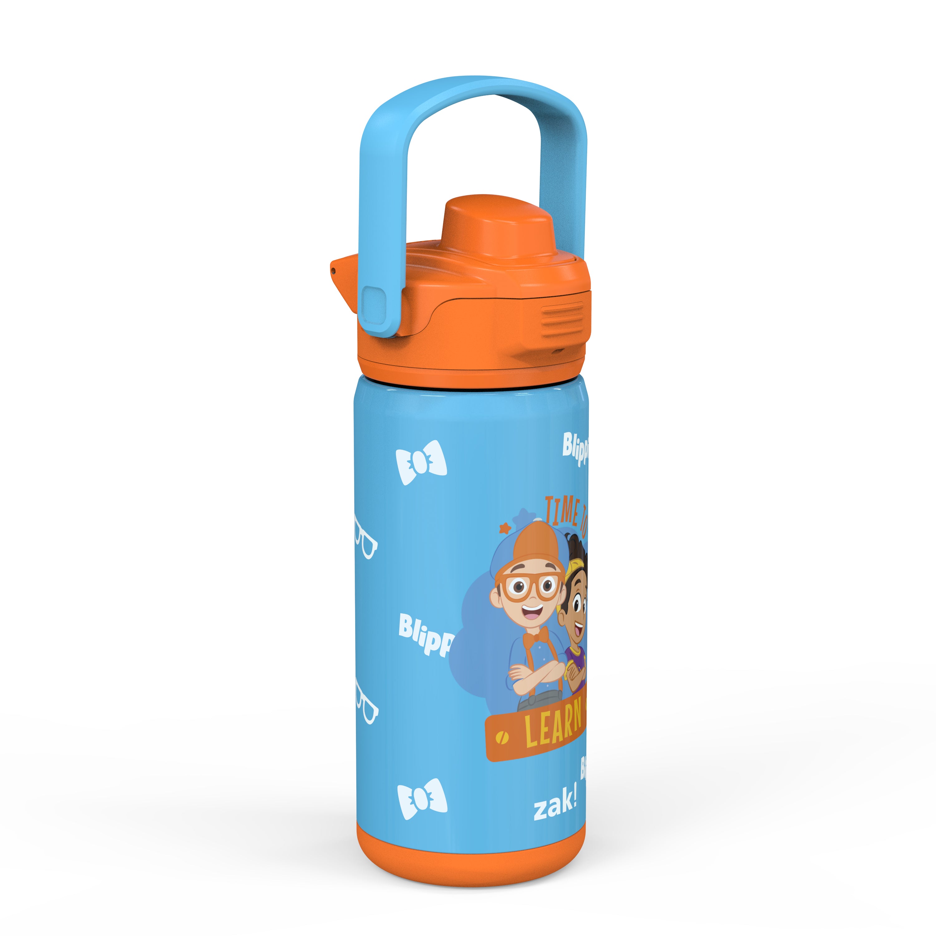 Blippi Beacon Stainless Steel Insulated Kids Water Bottle with Covered Spout, 14 Ounces