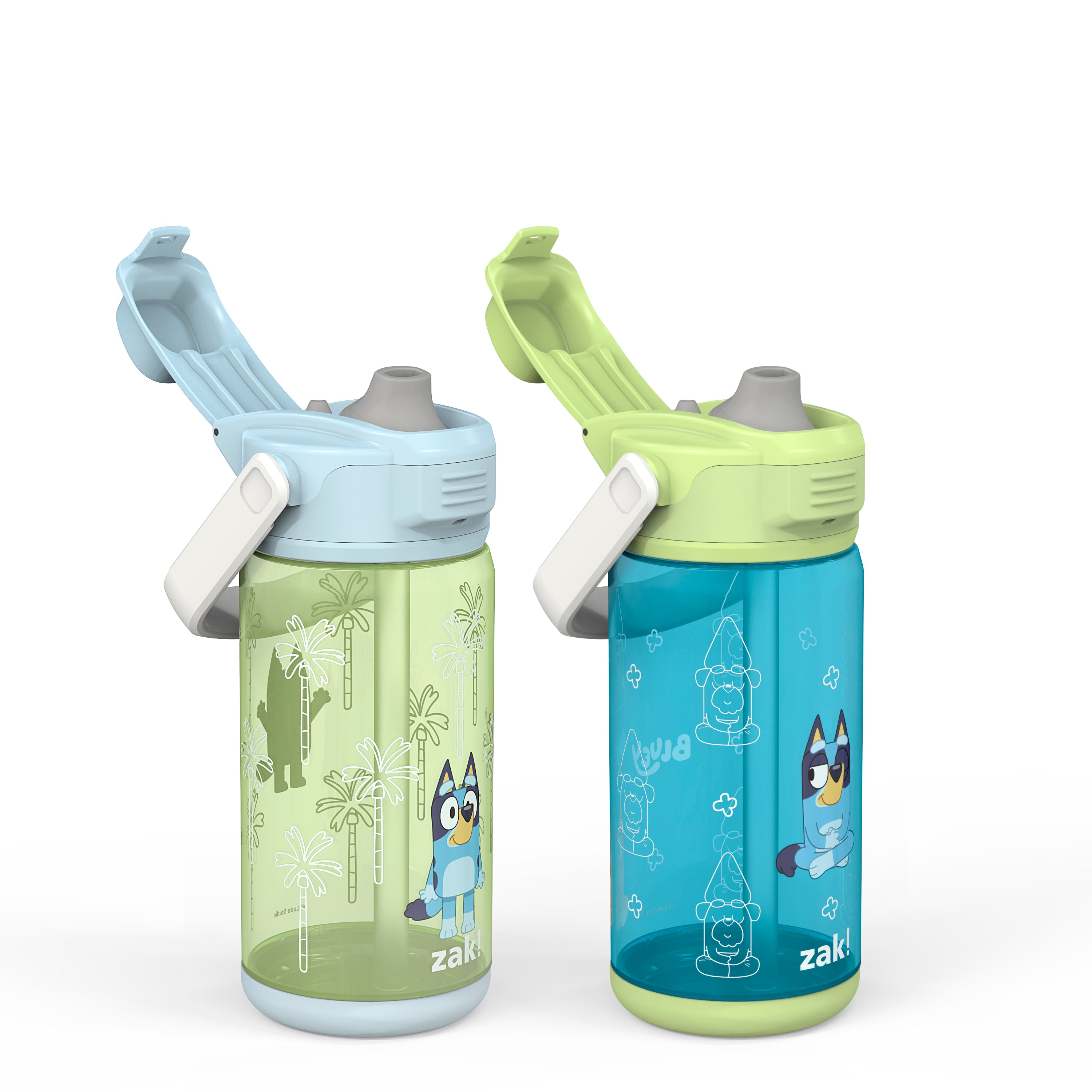 Zak Designs Bluey Kids Durable Plastic Spout Cover and Built-in Carrying  Loop, Leak-Proof Water Design for Travel, (16oz, 2pc Set), Bluey Bottle 2pk  