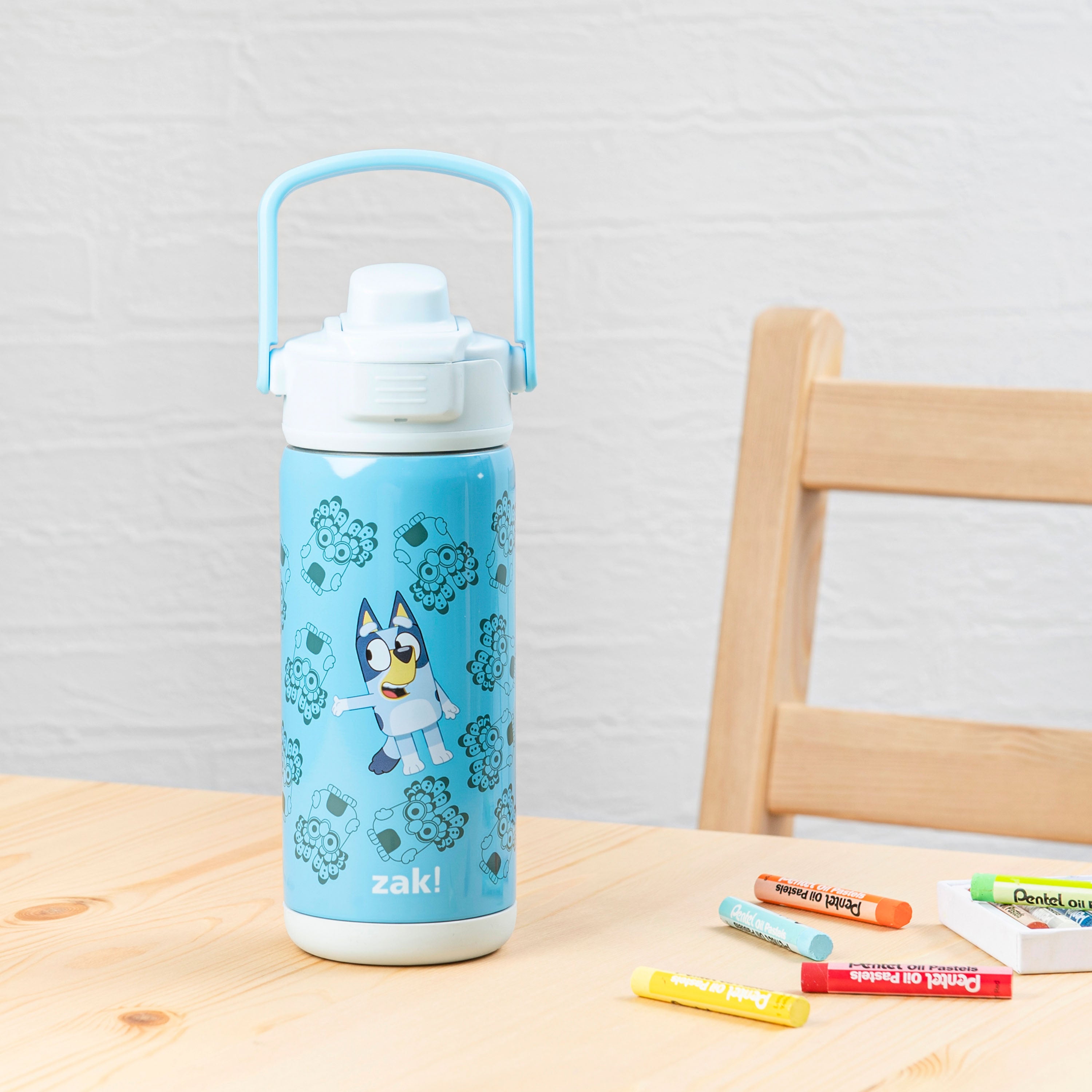 Zak Designs 14oz Stainless Steel Kids' Water Bottle with Antimicrobial Spout 'Bluey