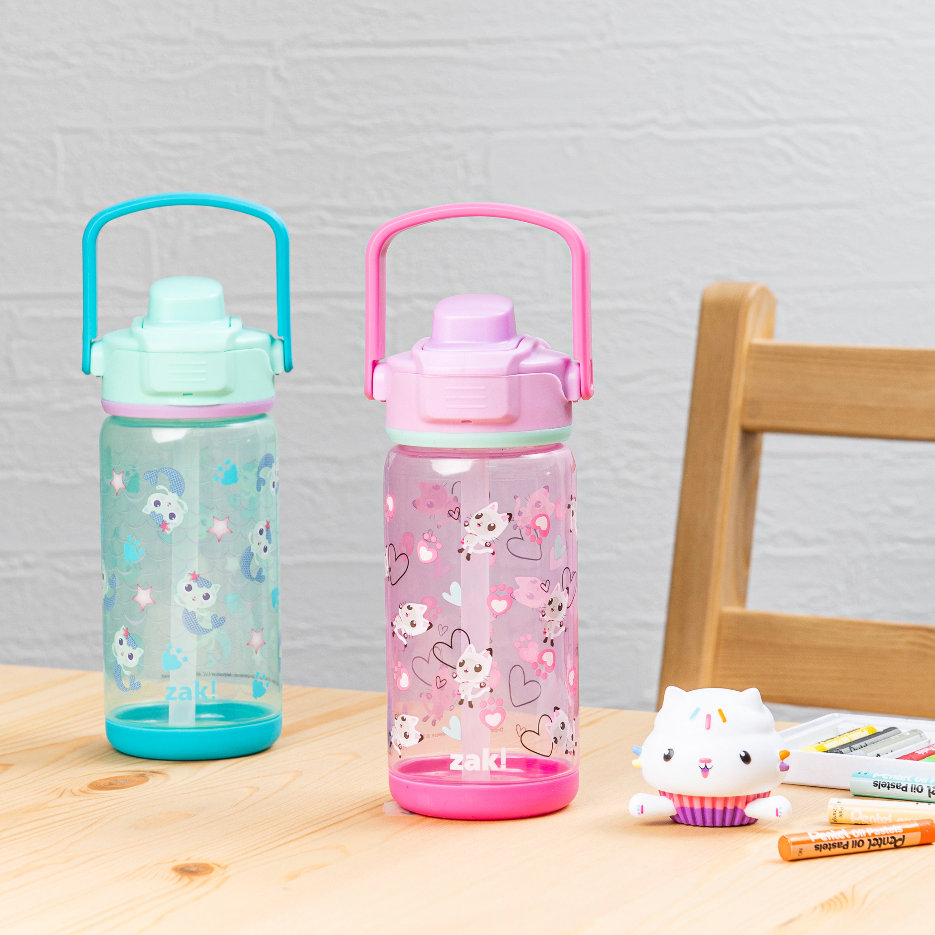 Gabby&#39;s Dollhouse Beacon 2-Piece Kids Water Bottle Set with Covered Spout, 16 Ounces